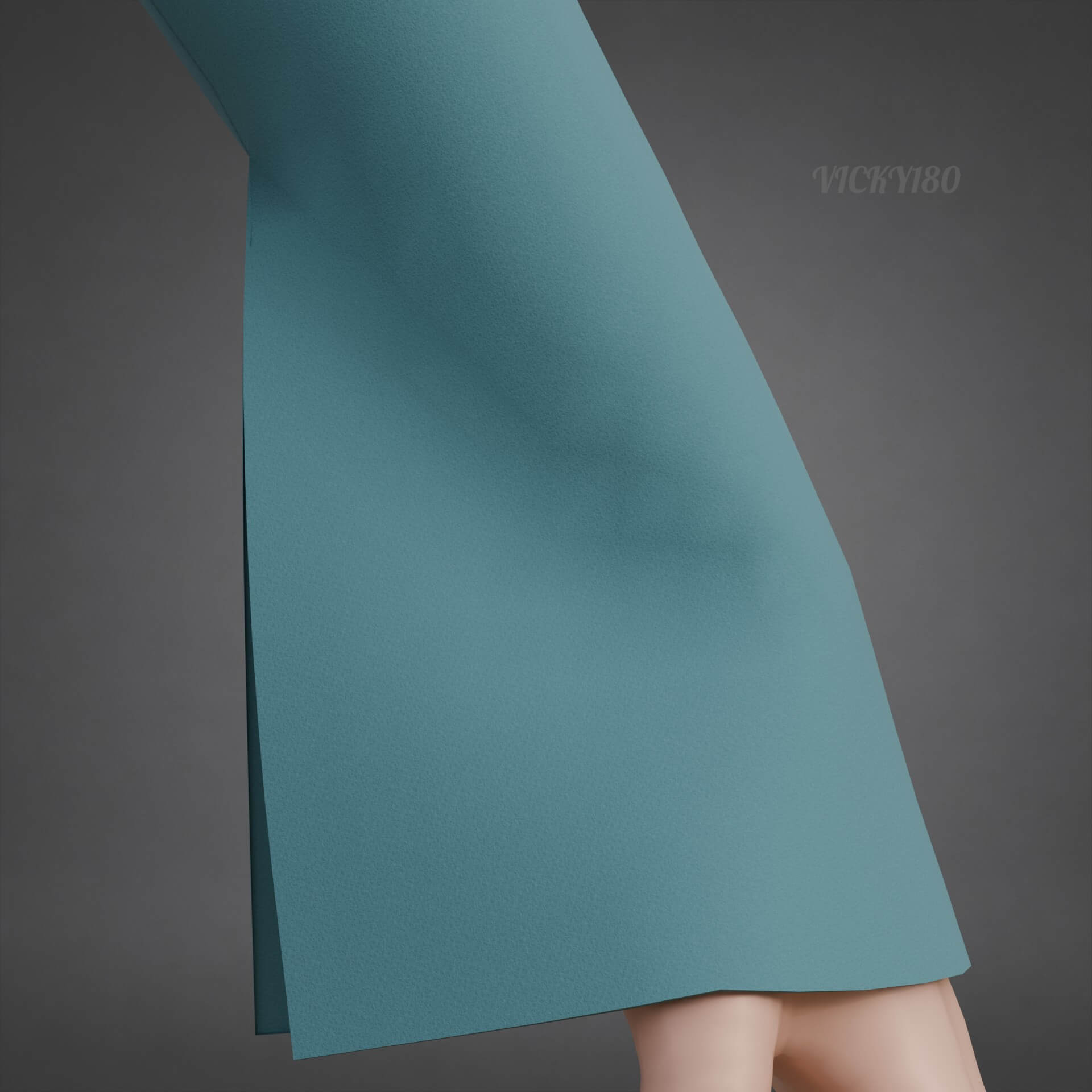 Square-Neck Blouse Flared Female Shirt 3D Model