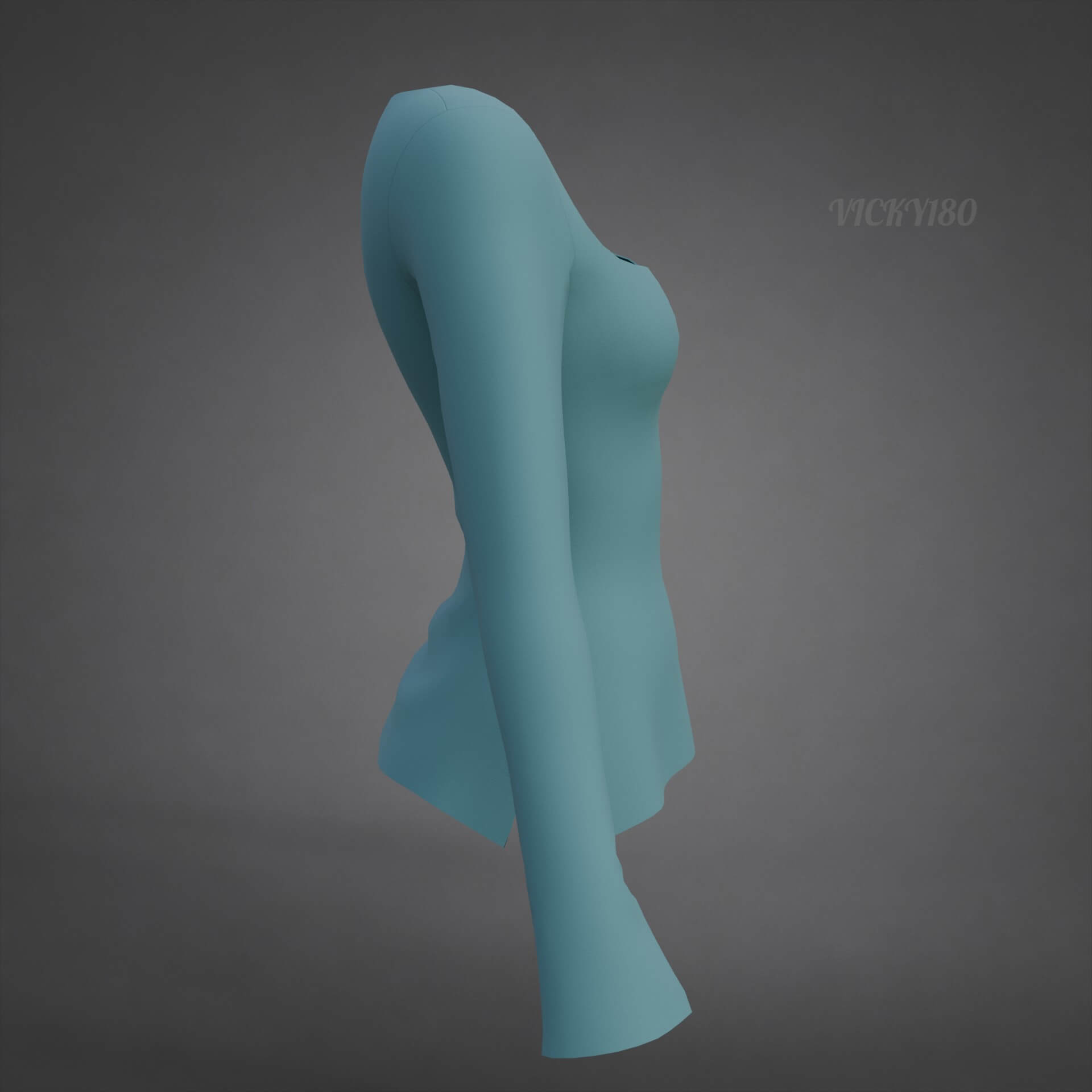 Square-Neck Blouse Flared Female Shirt 3D Model
