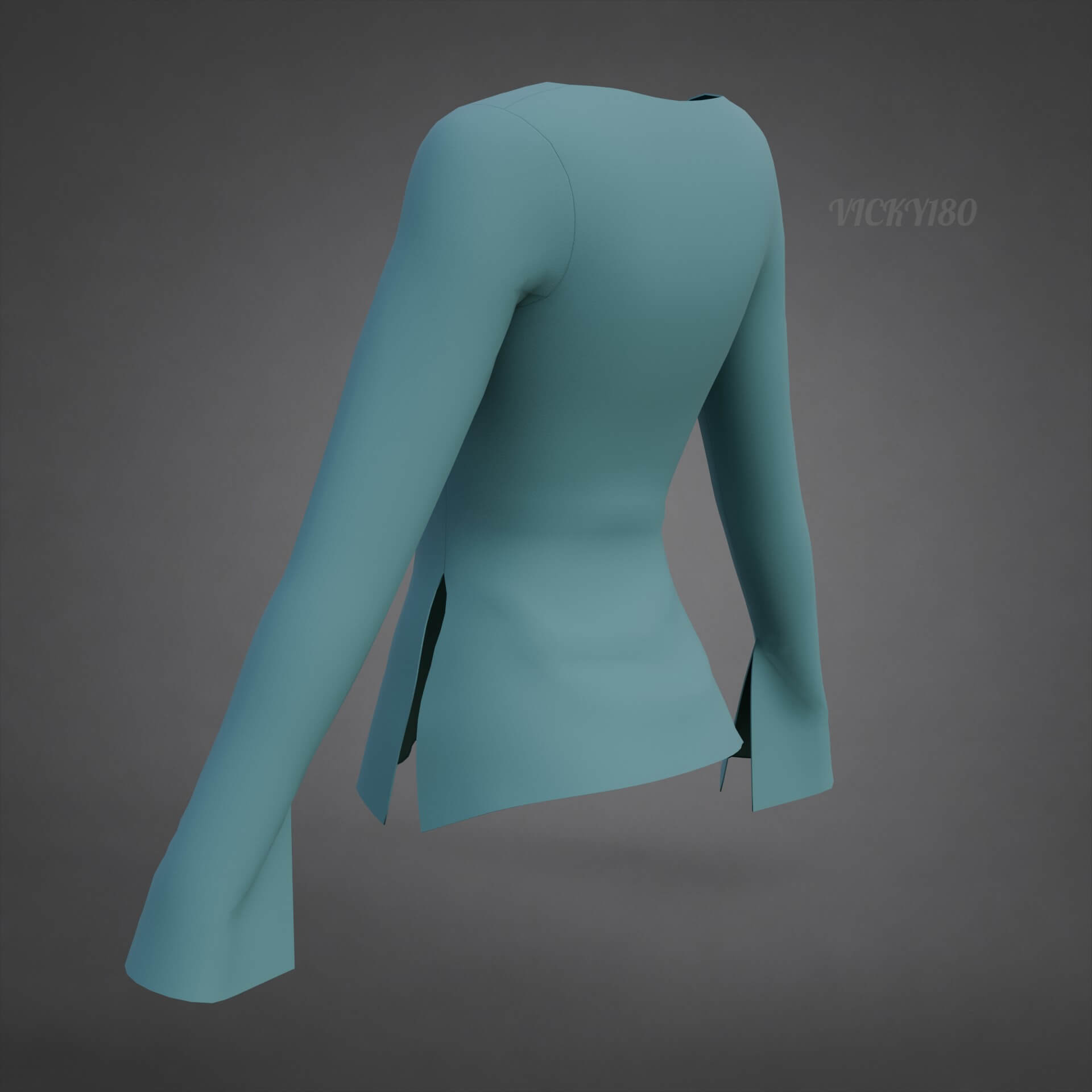 Square-Neck Blouse Flared Female Shirt 3D Model