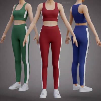 Two-Piece Sportswear Outfit Tank Top & Stripe Yoga Pants