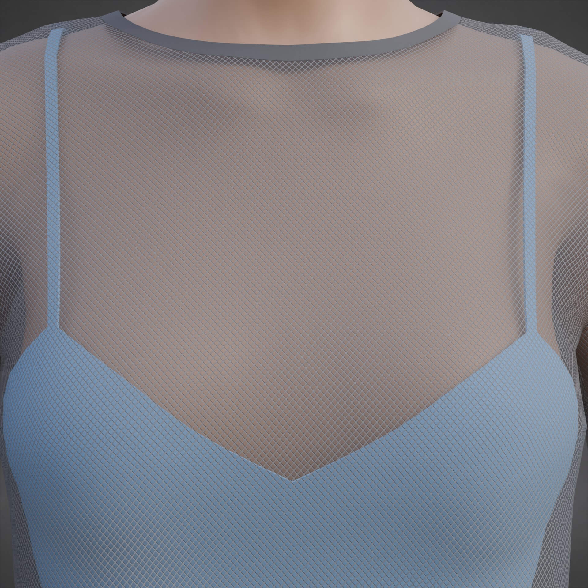 Two-Tone Mesh Crop Top &amp Cami Tank Top Sheer Clothing 3D Model