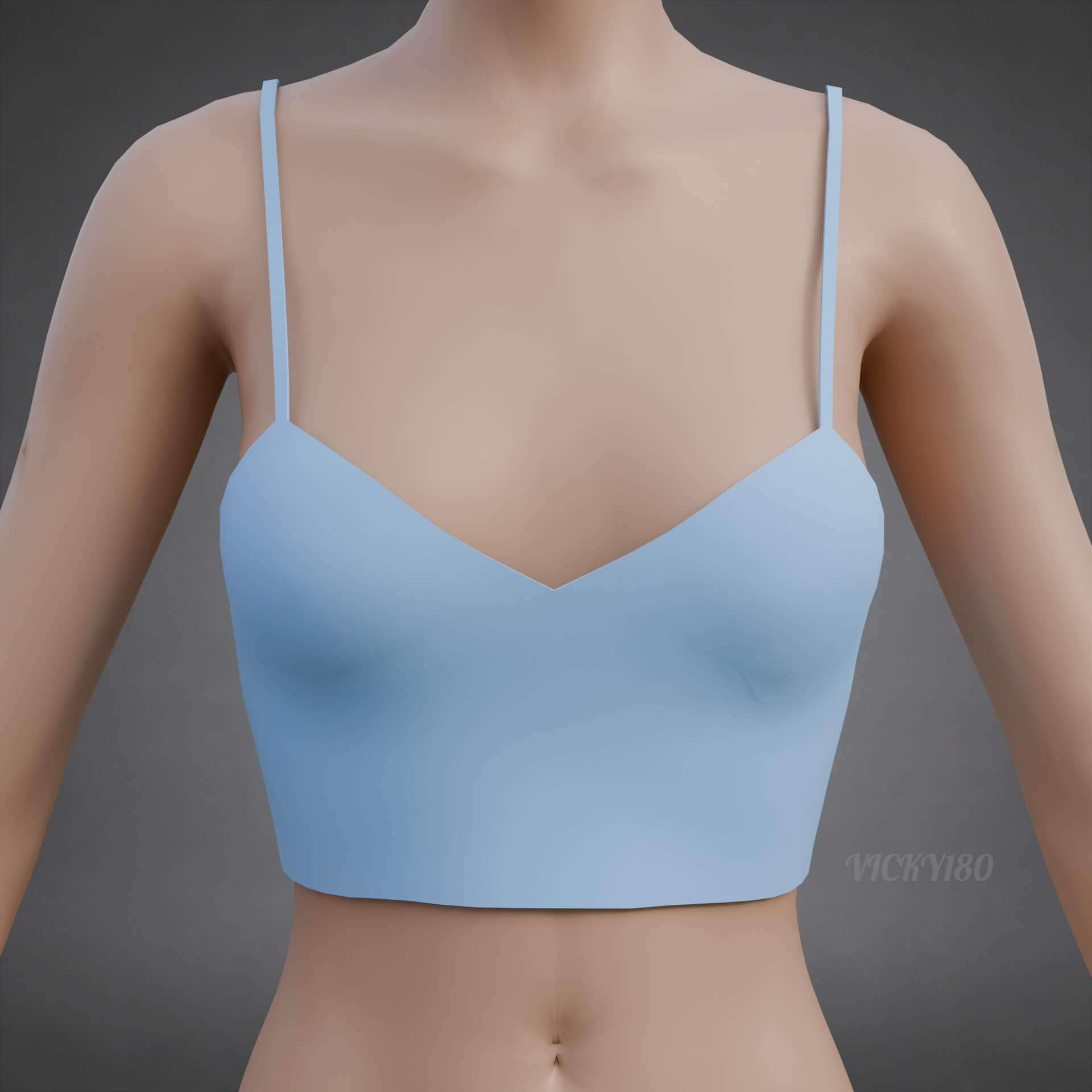 Two-Tone Mesh Crop Top & Cami Tank Top Sheer Clothing 3D Model