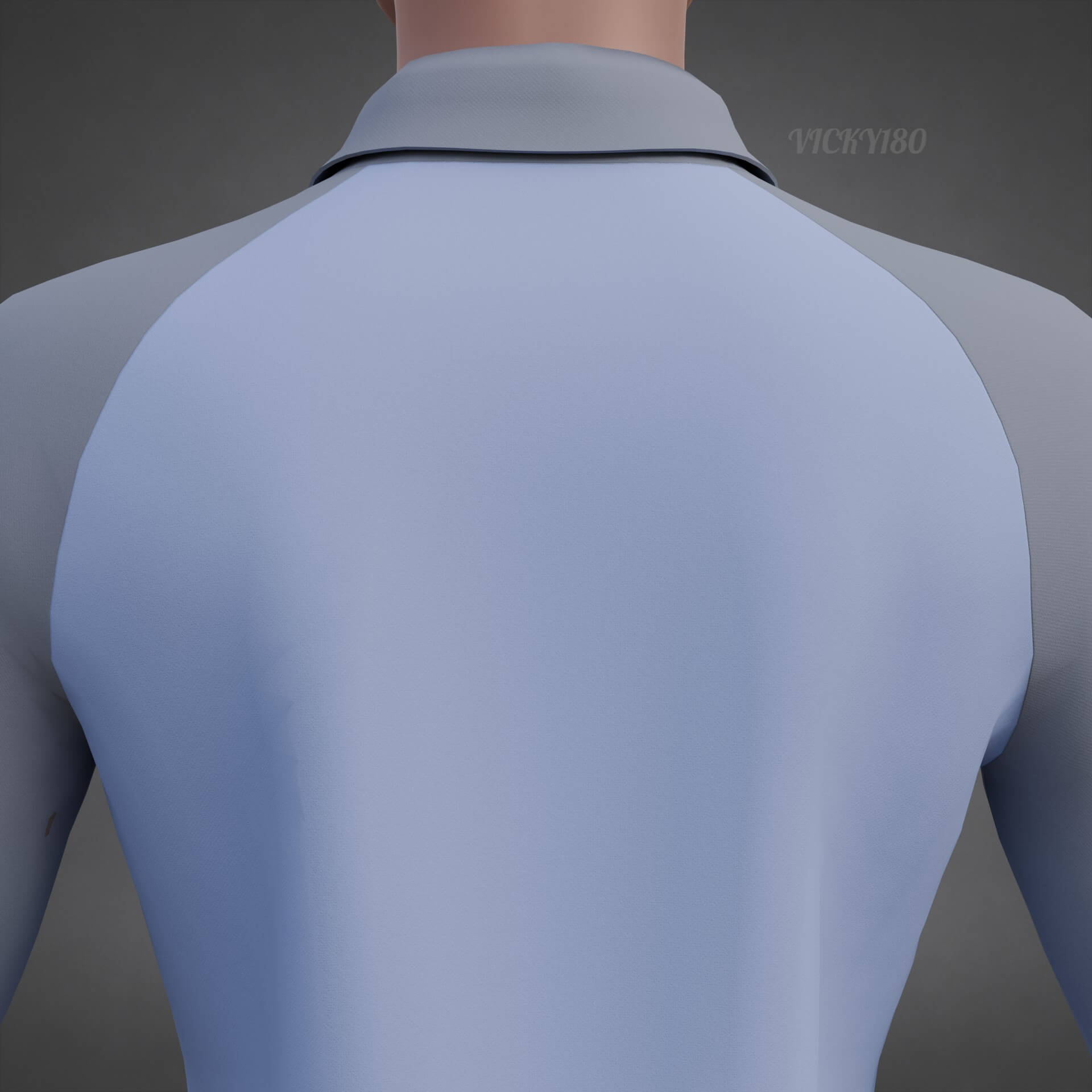 Two-Tone Raglan Polo Shirt - Female Long-Sleeve T-Shirt 3D Model