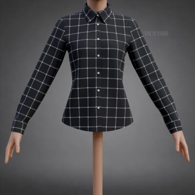 Women’s Checkered Button-Up Shirt - Formal Dress Shirt
