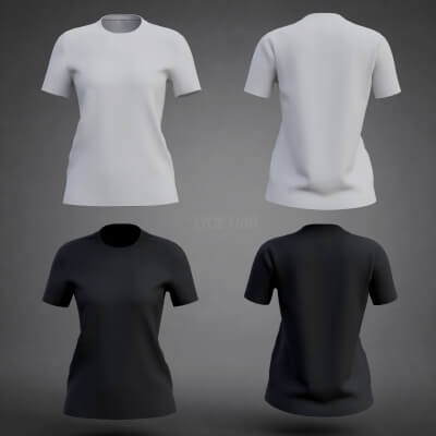 Women’s Low-Poly T-Shirt - Round-Neck Short-Sleeve Shirt