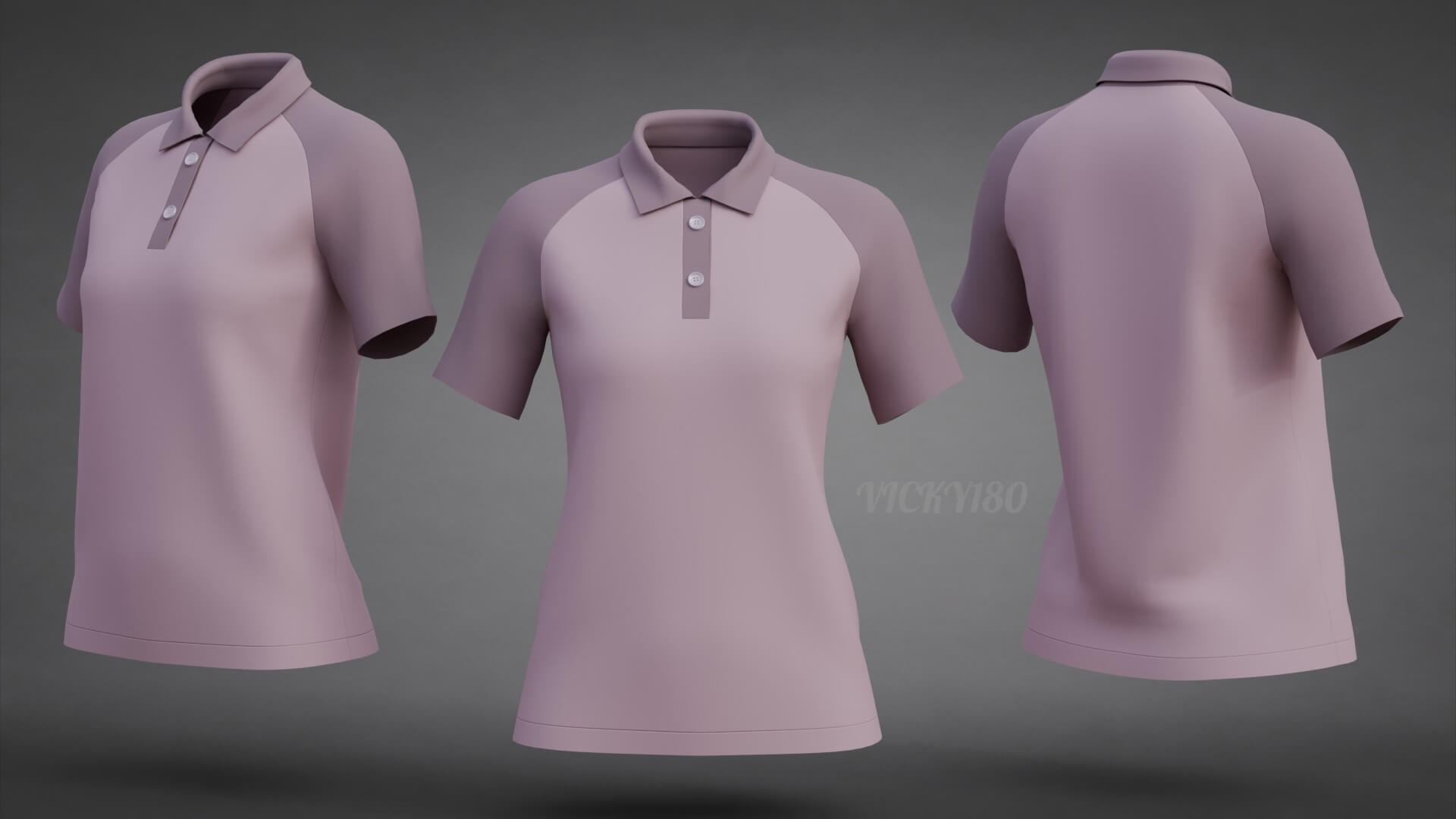 Women&rsquos Short-Sleeve Polo Shirt with Collar - Raglan T-Shirt 3D Model