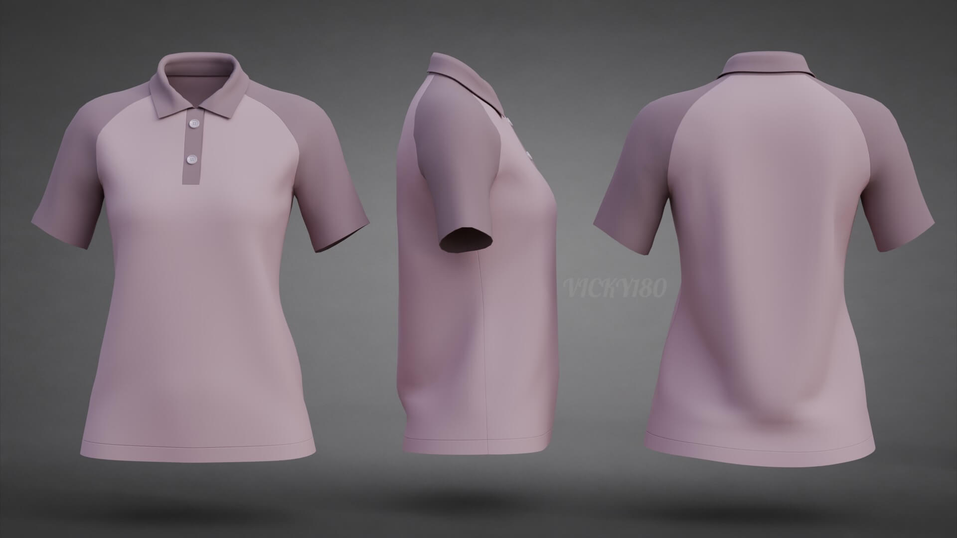 Women&rsquos Short-Sleeve Polo Shirt with Collar - Raglan T-Shirt 3D Model