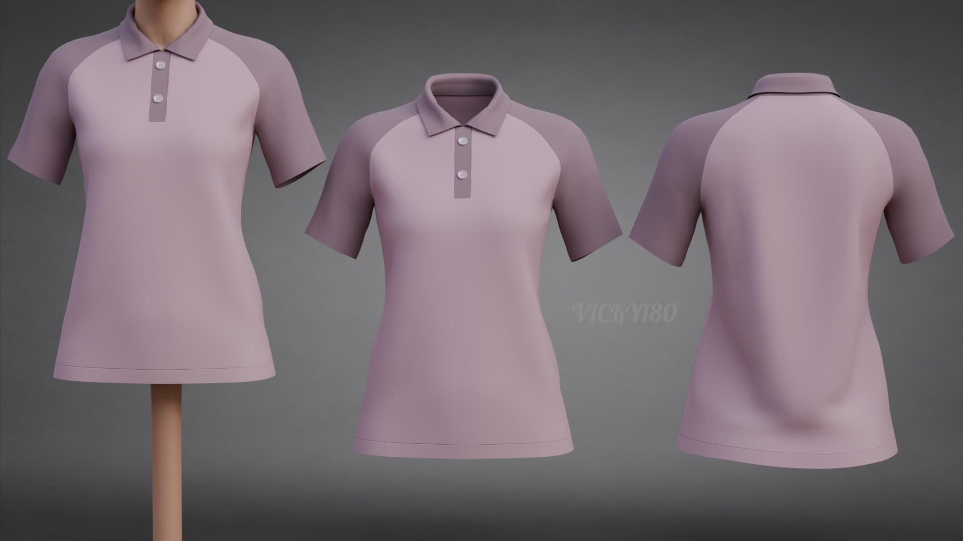 Women&rsquos Short-Sleeve Polo Shirt with Collar - Raglan T-Shirt 3D Model