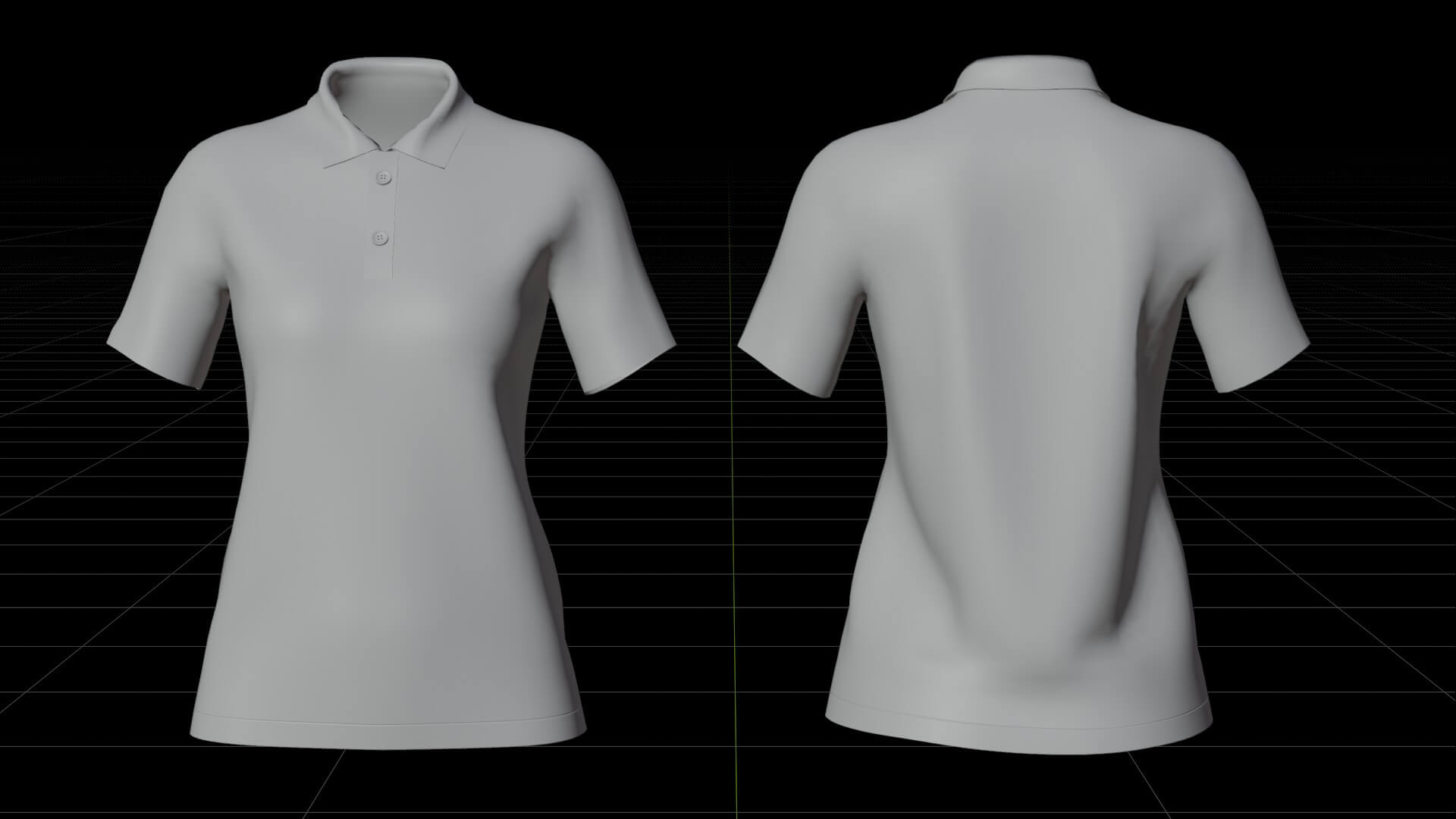 Women&rsquos Short-Sleeve Polo Shirt with Collar - Raglan T-Shirt 3D Model