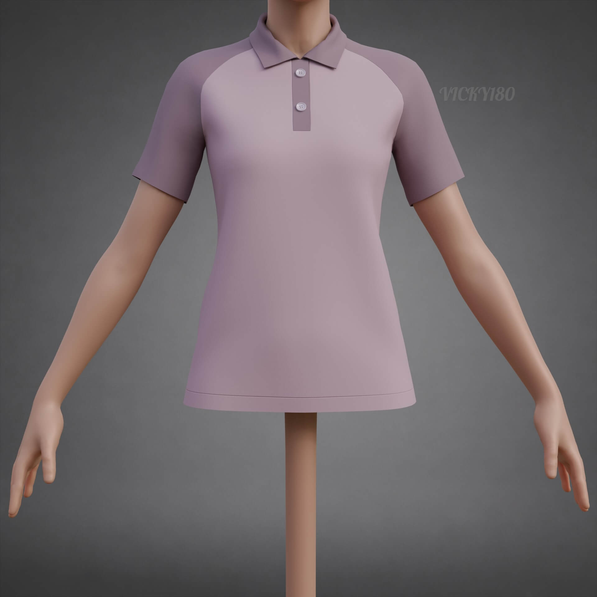 Women&rsquos Short-Sleeve Polo Shirt with Collar - Raglan T-Shirt 3D Model