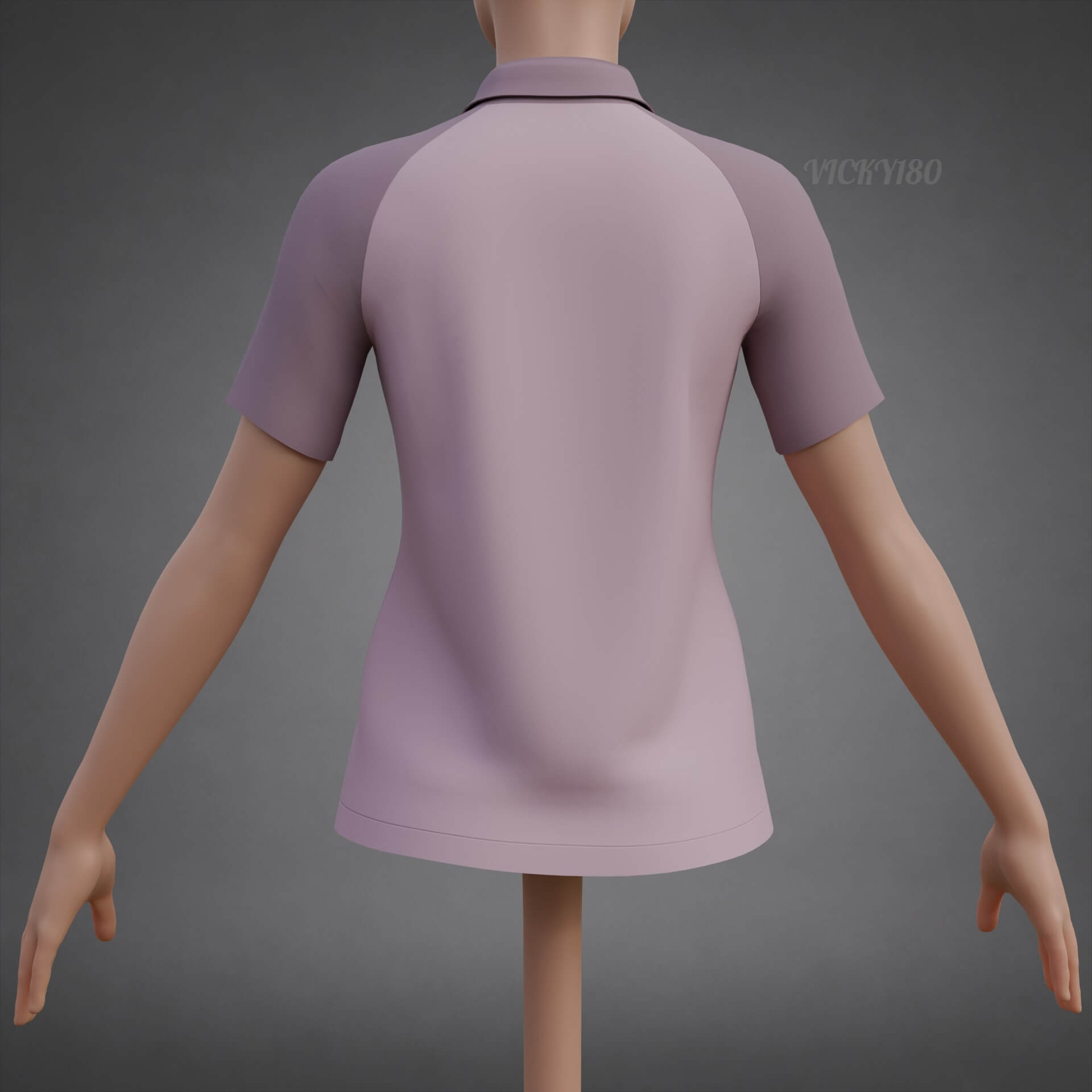 Women&rsquos Short-Sleeve Polo Shirt with Collar - Raglan T-Shirt 3D Model