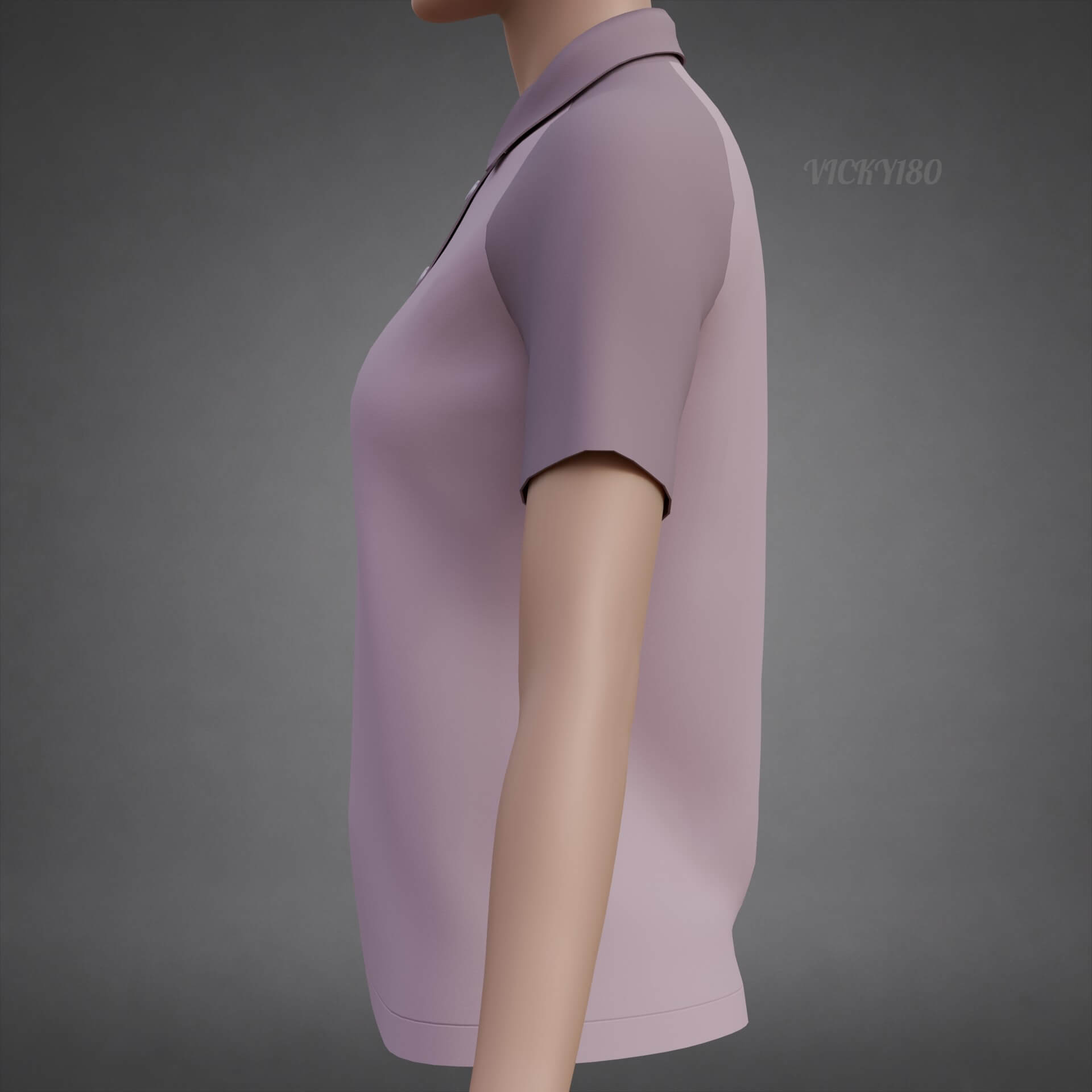 Women&rsquos Short-Sleeve Polo Shirt with Collar - Raglan T-Shirt 3D Model