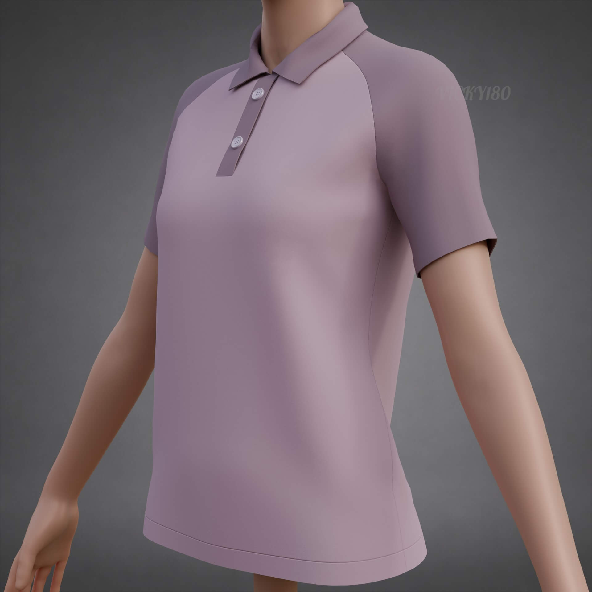 Women&rsquos Short-Sleeve Polo Shirt with Collar - Raglan T-Shirt 3D Model