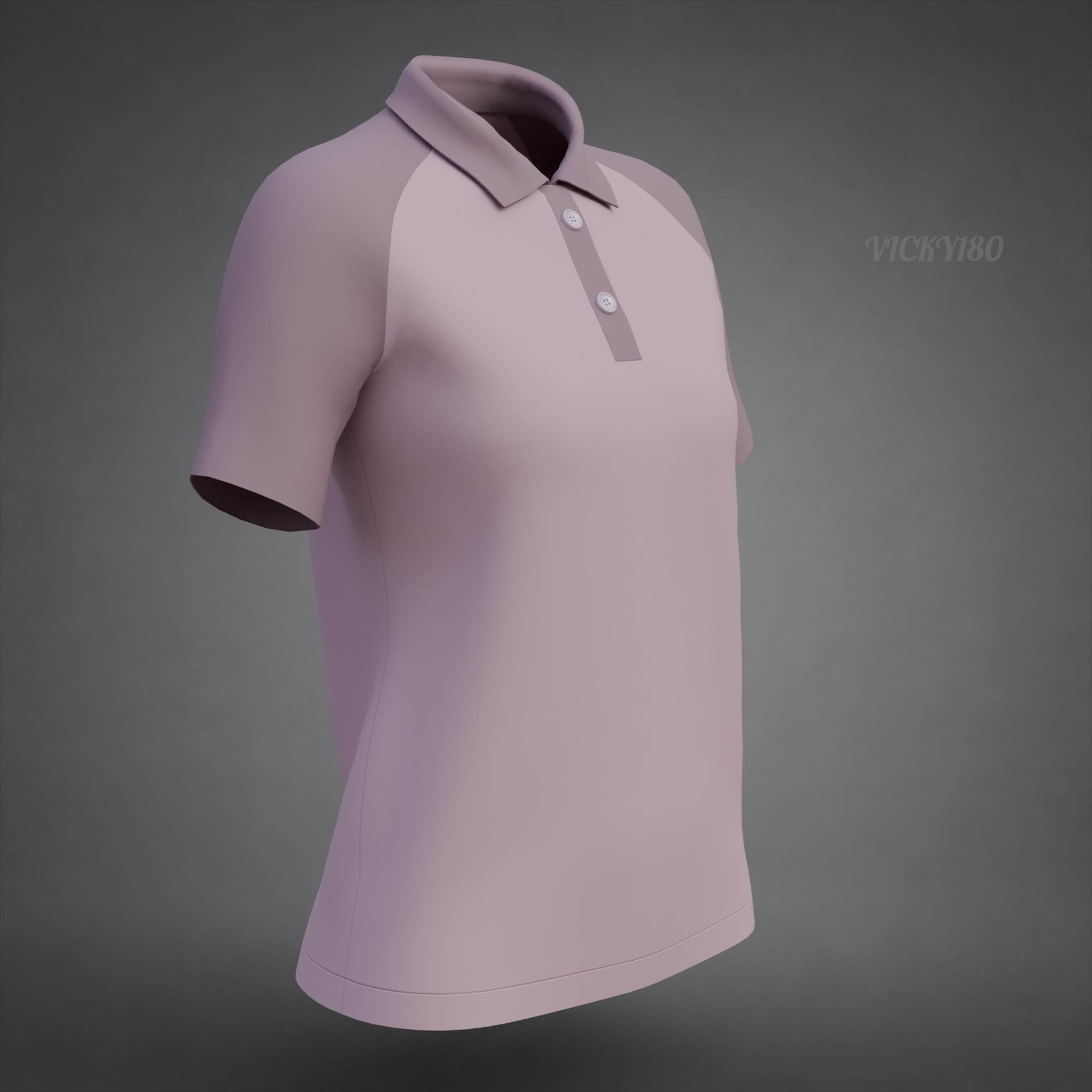 Women&rsquos Short-Sleeve Polo Shirt with Collar - Raglan T-Shirt 3D Model