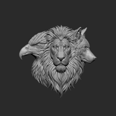 Lion Eagle Wolf 3D Sculpt 3D Model