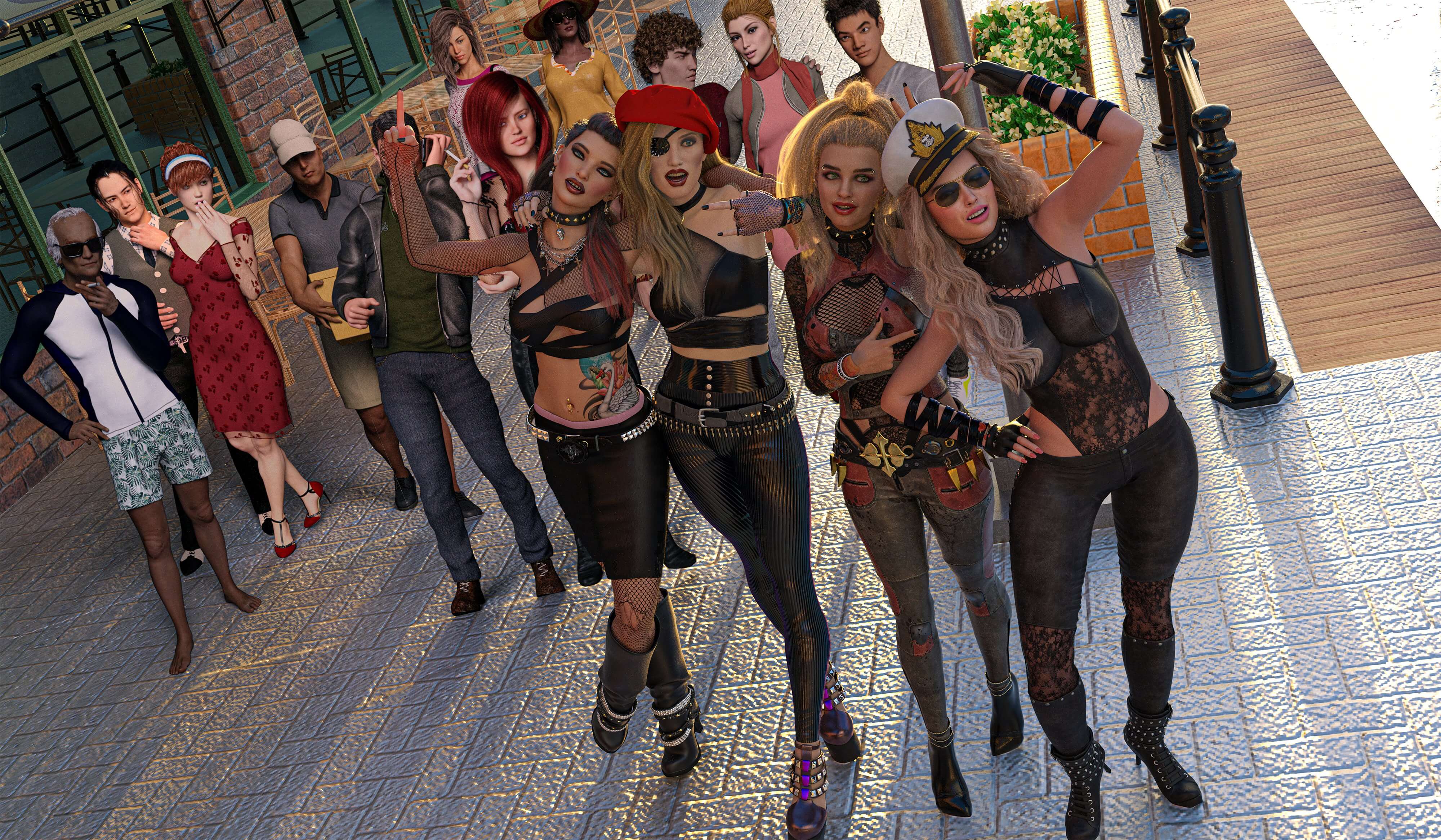 THE GIRLS ARE BACK IN TOWN 3D Render, Digital Artwork by Voxxa