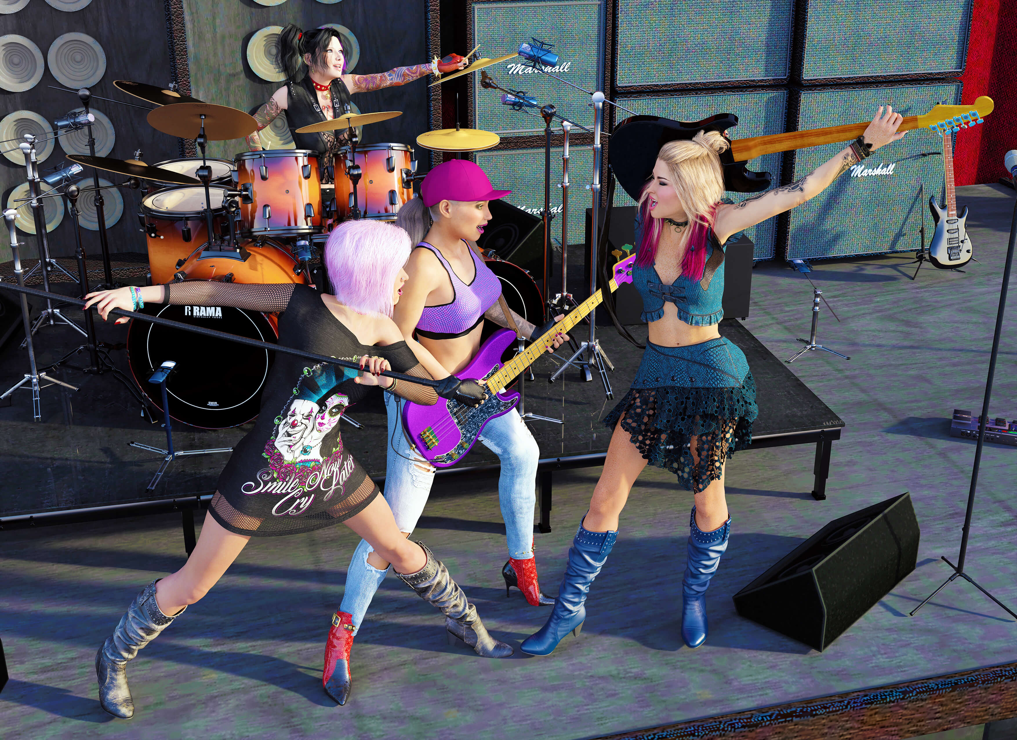 THE SASSY DOLLS 3D Render, Digital Artwork by Voxxa