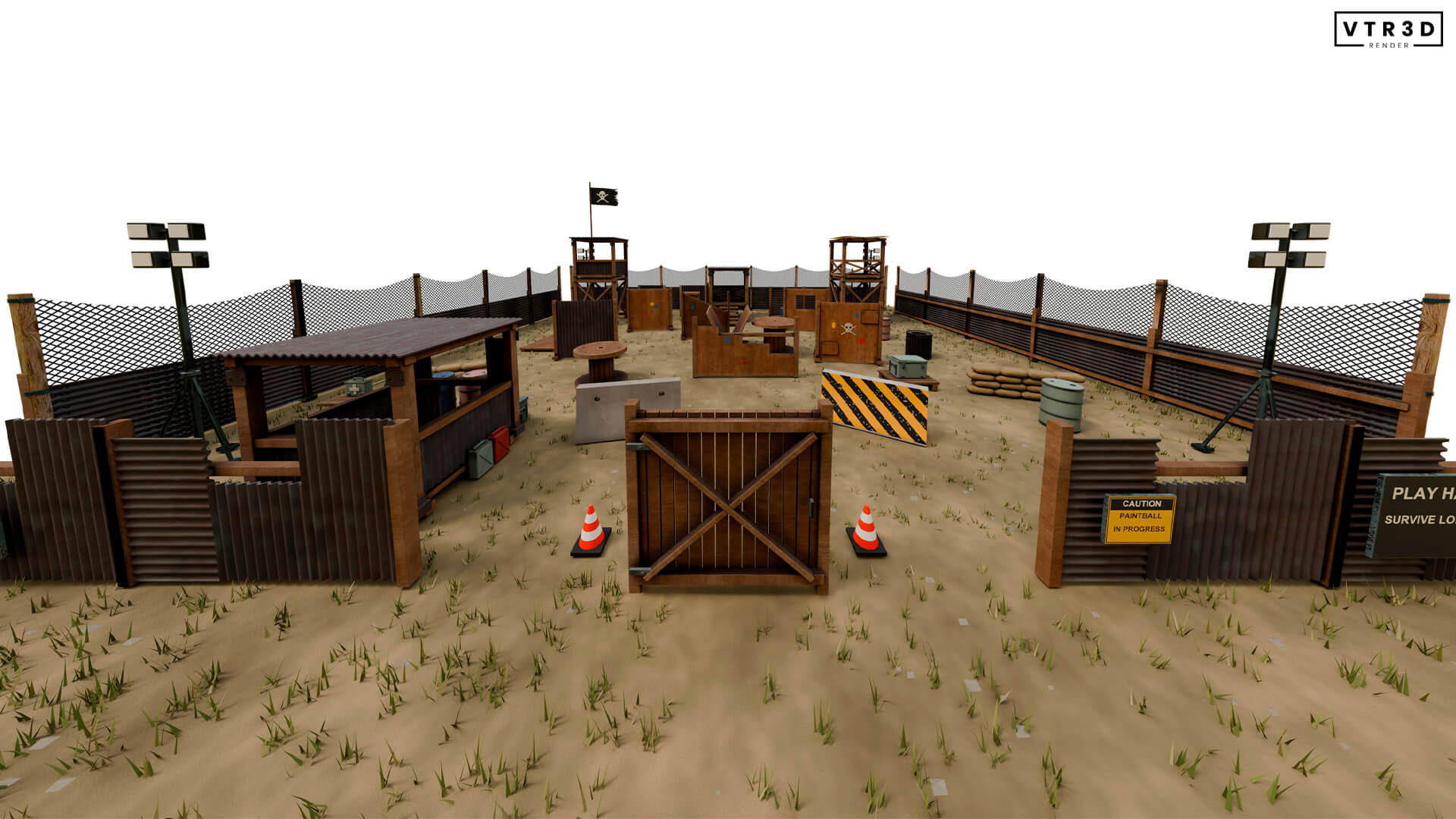 Paintball Field Modular Pack 74 Textured Environment Asset 3D Model