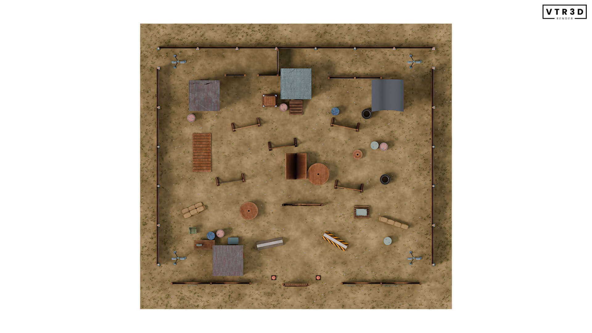 Paintball Field Modular Pack 74 Textured Environment Asset 3D Model