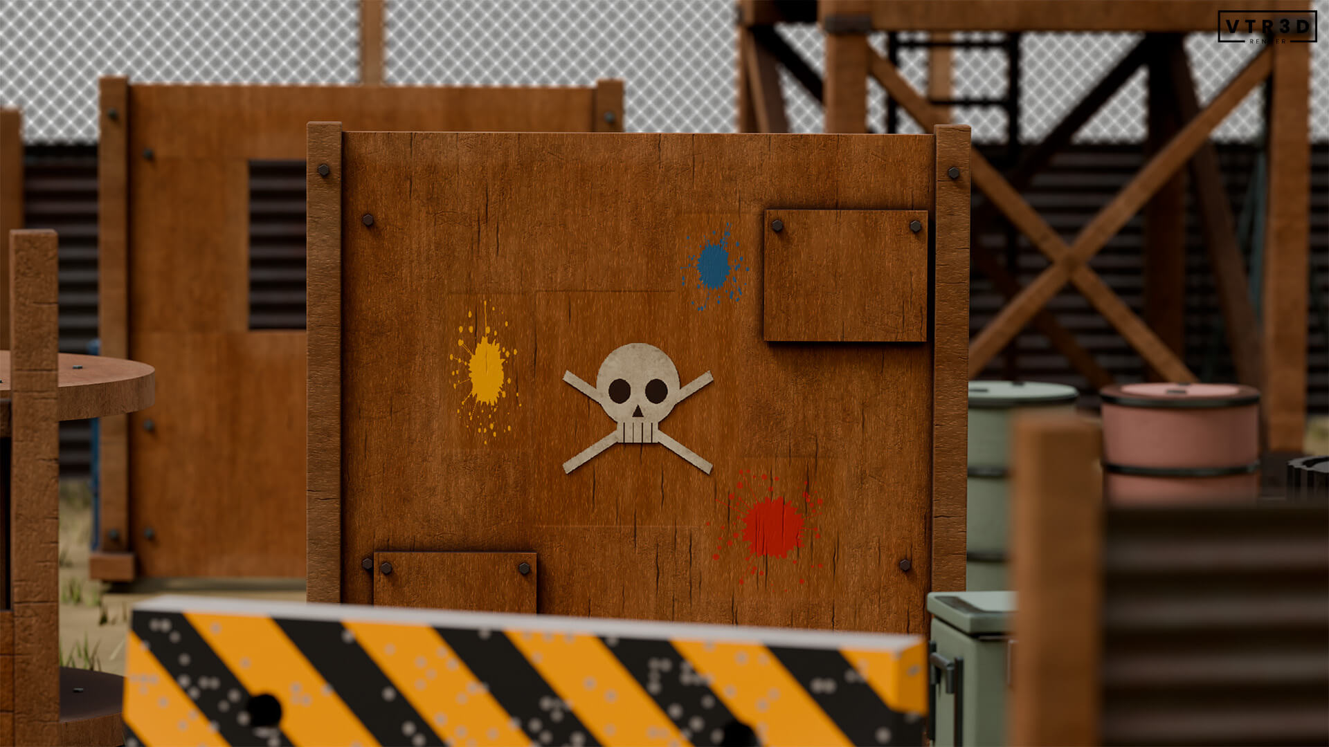Paintball Field Modular Pack 74 Textured Environment Asset 3D Model