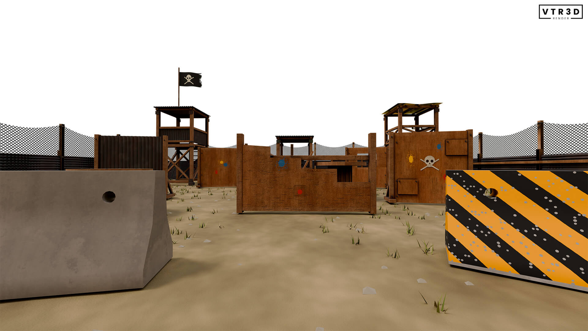 Paintball Field Modular Pack 74 Textured Environment Asset 3D Model