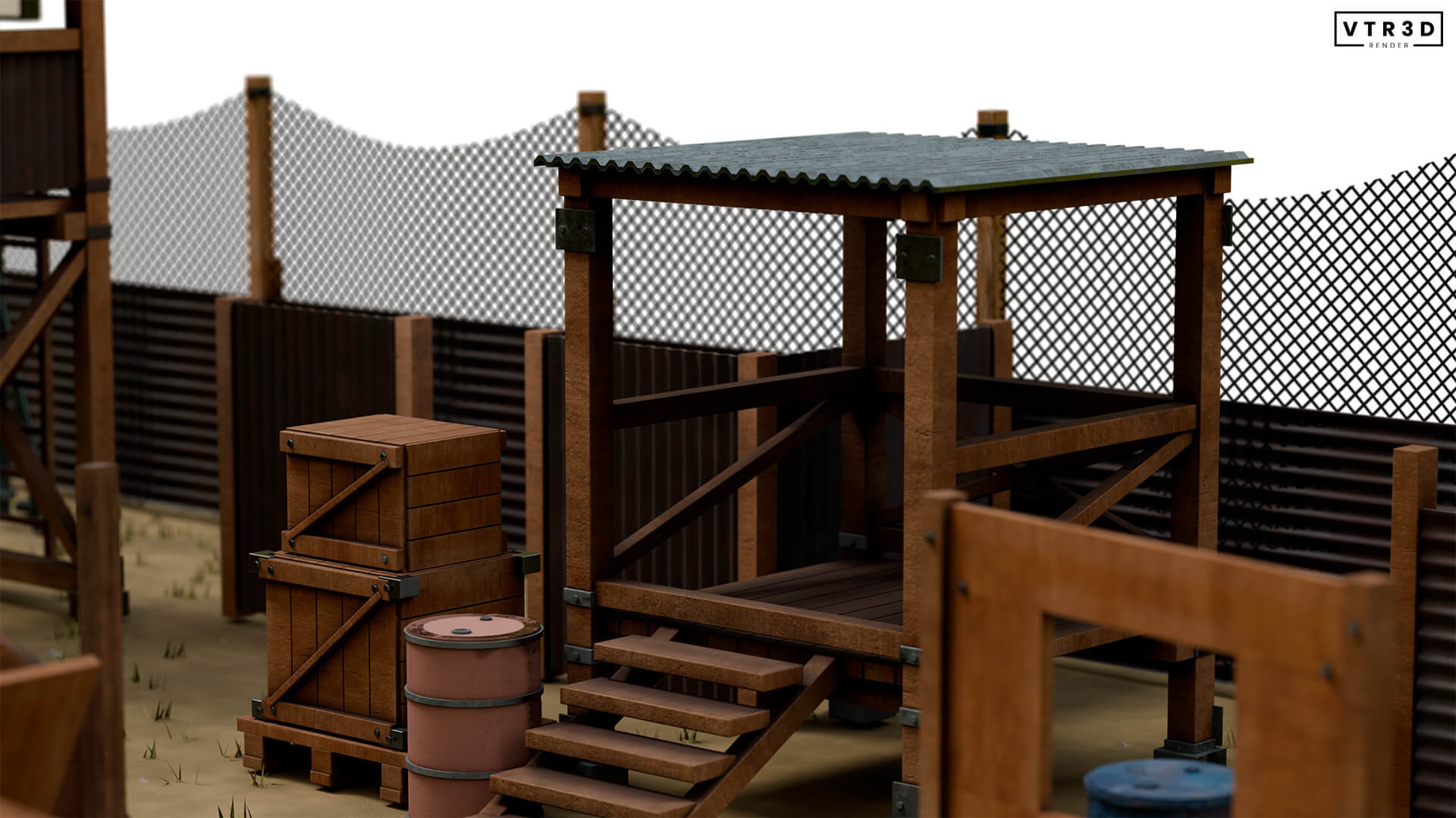 Paintball Field Modular Pack 74 Textured Environment Asset 3D Model