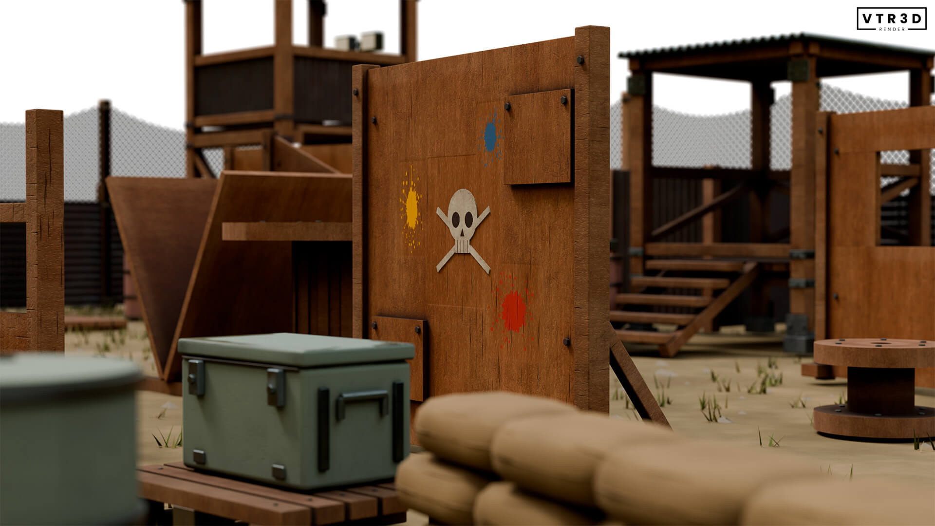 Paintball Field Modular Pack 74 Textured Environment Asset 3D Model
