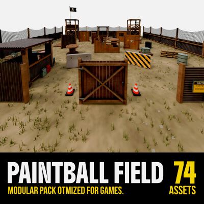 Paintball Field Modular Pack 74 Textured Environment Asset