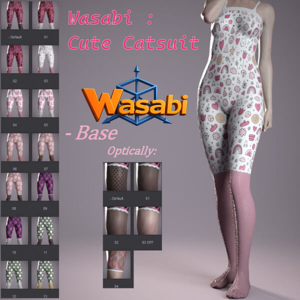 Wasabi Cute Catsuit for Genesis 8 Female and Genesis 9