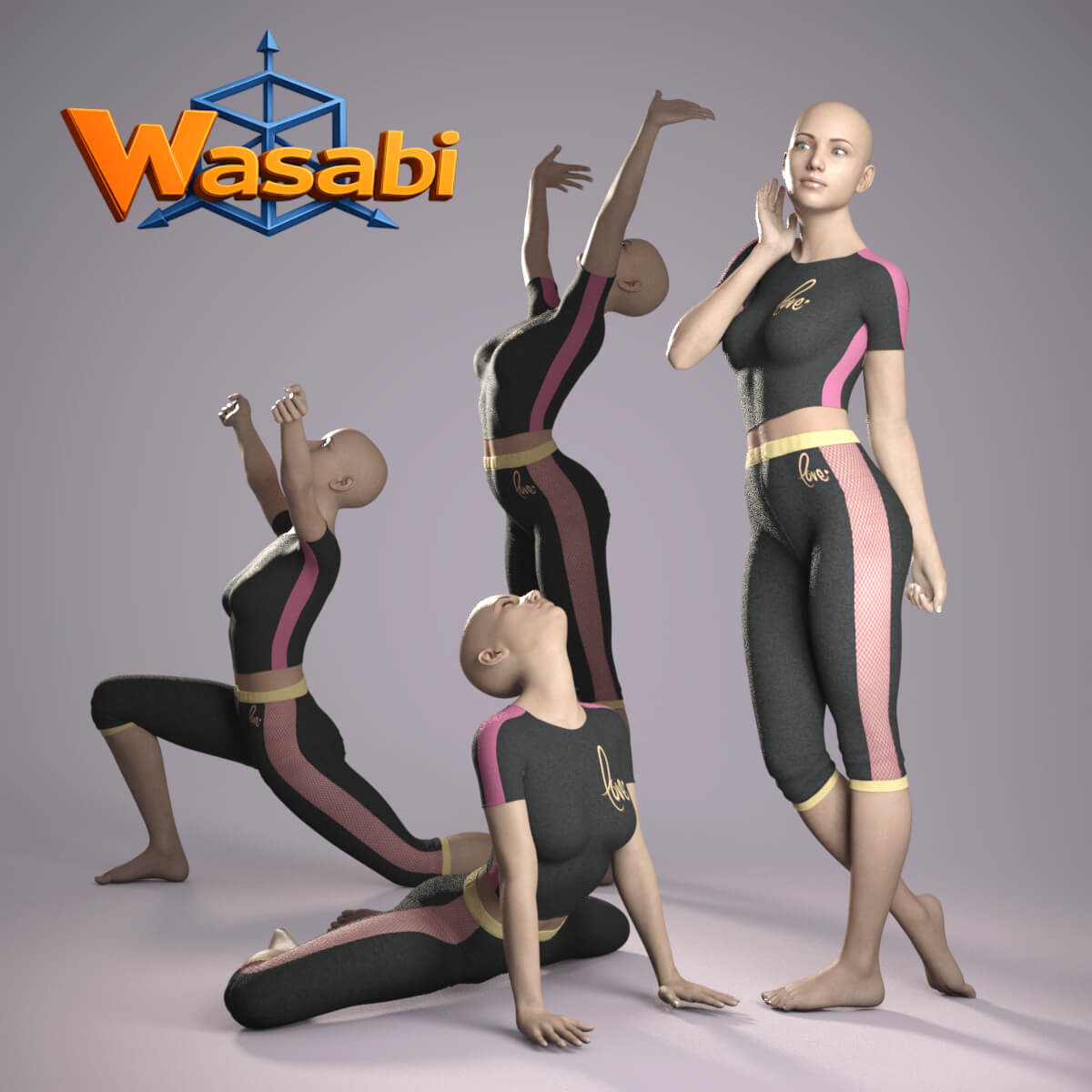 Wasabi Gymnastic and Standing Poses for Genesis 8 Female 3D Render, Digital Artwork by Wasabi