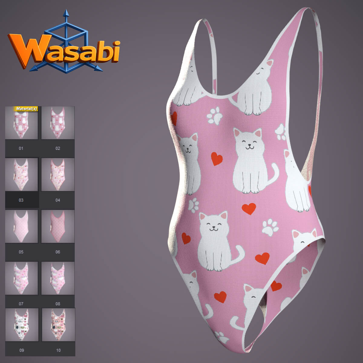 Wasabi One Piece Swimsuit for Genesis 8 Female and Genesis 9 3D Render, Digital Artwork by Wasabi