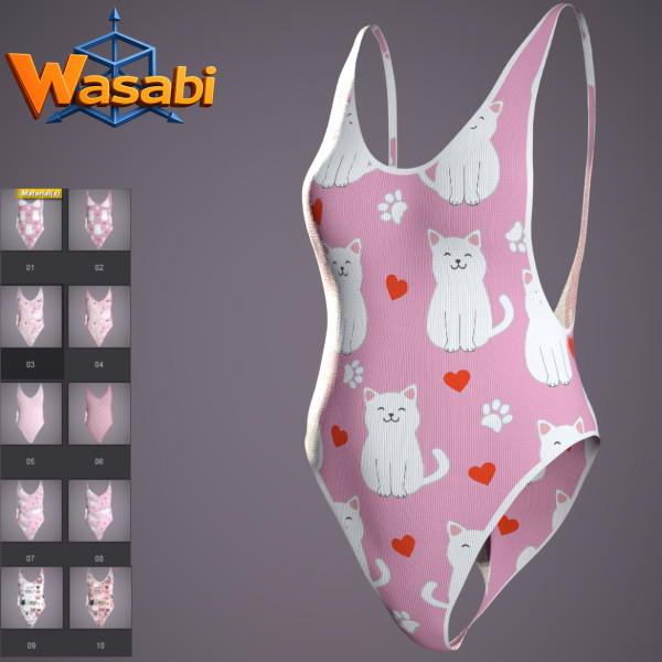 Wasabi One Piece Swimsuit for Genesis 8 Female and Genesis 9