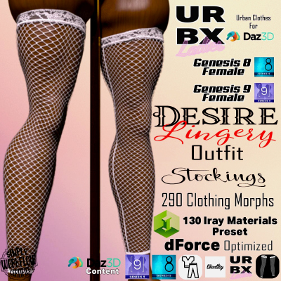 URBX Ladies-G8F/G9F-Desire Lingery Outfit-Stockings dForce Daz Content