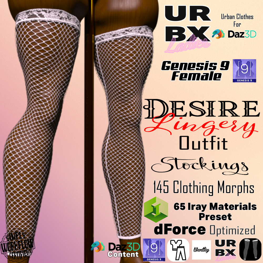 URBX Ladies-G9F-Desire Lingery Outfit-Stockings dForce Daz Content