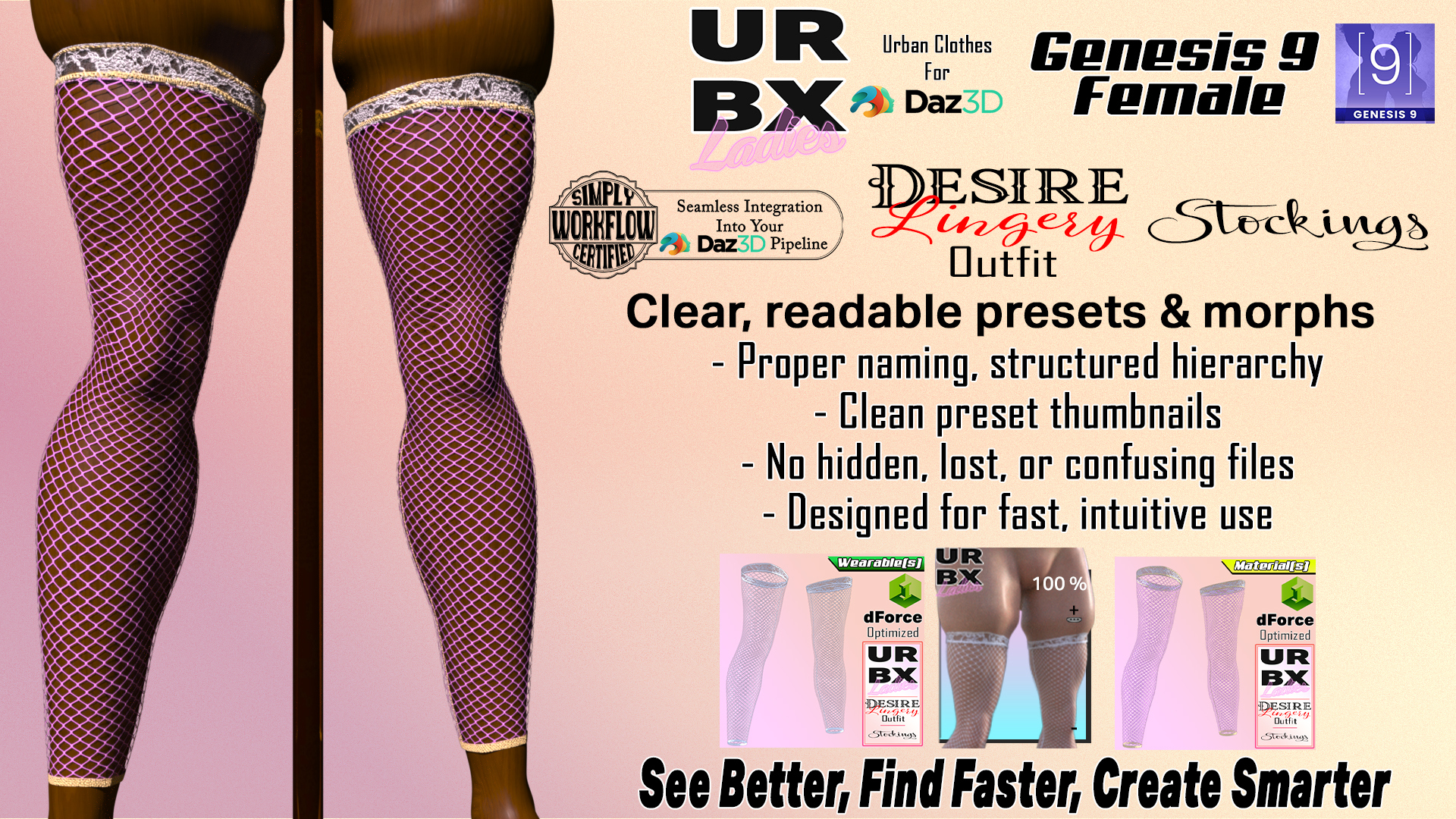 URBX Ladies-G9F-Desire Lingery Outfit-Stockings dForce Daz Content