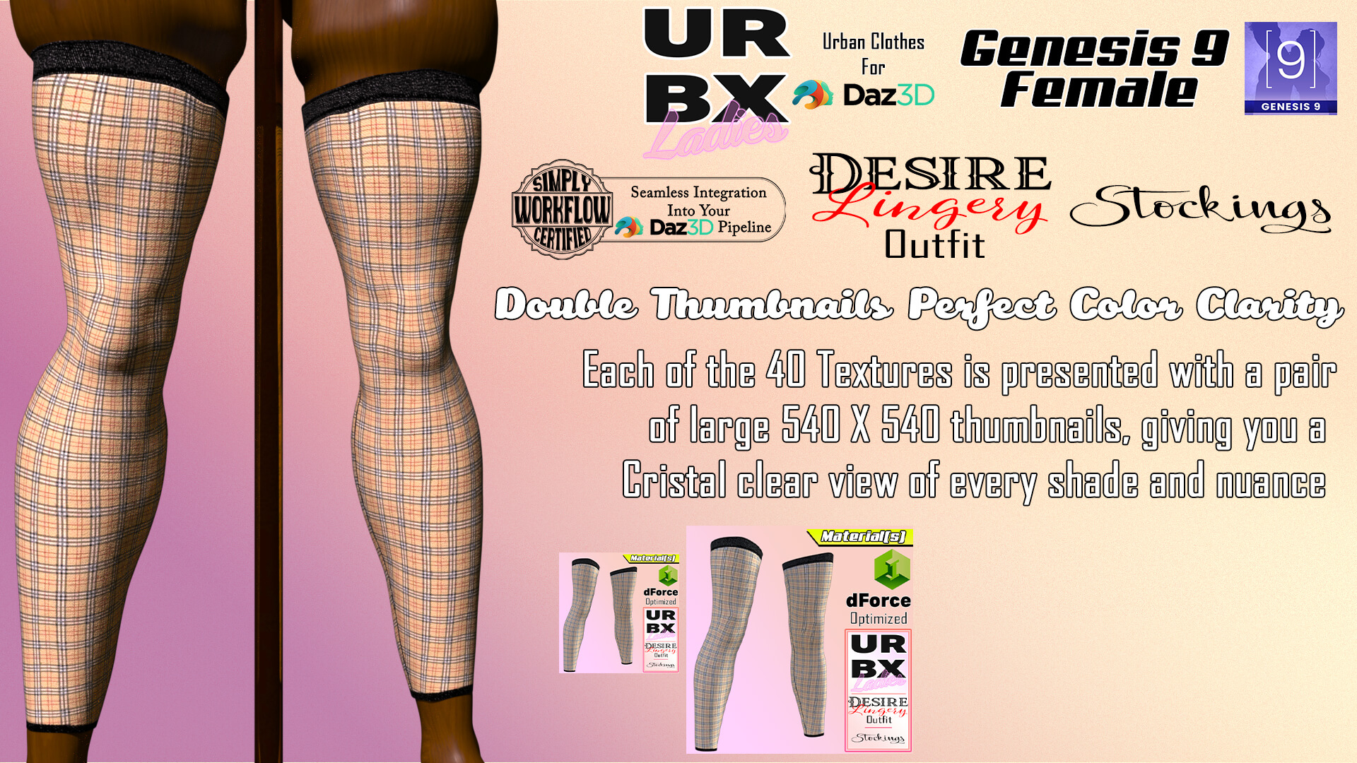 URBX Ladies-G9F-Desire Lingery Outfit-Stockings dForce Daz Content