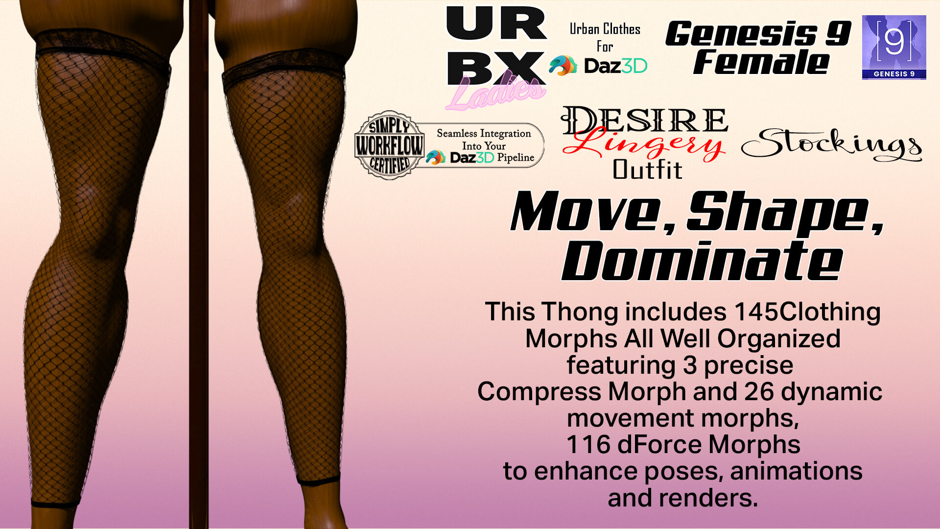 URBX Ladies-G9F-Desire Lingery Outfit-Stockings dForce Daz Content