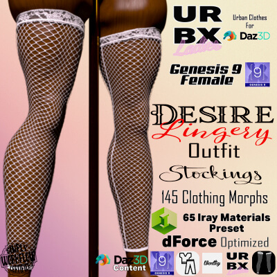 URBX Ladies-G9F-Desire Lingery Outfit-Stockings dForce Daz Content