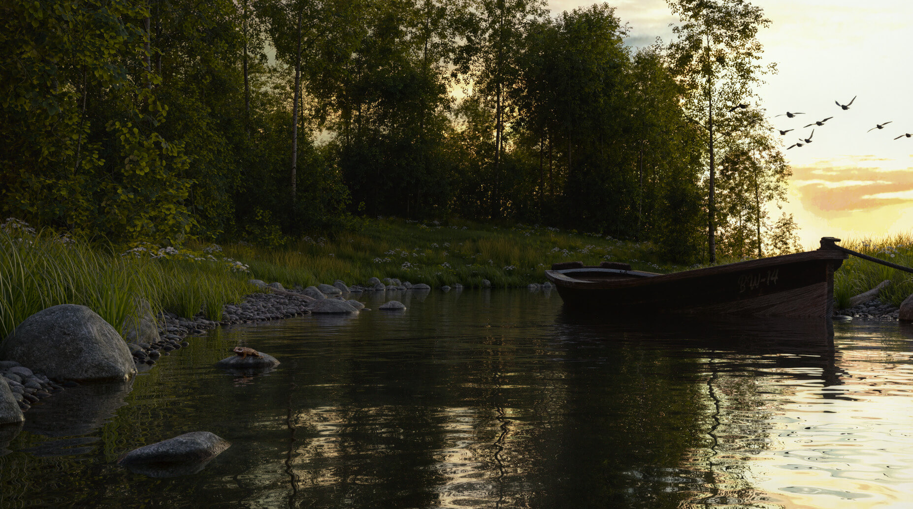 River Boat Creek 3D Render, Digital Artwork by westcala1c