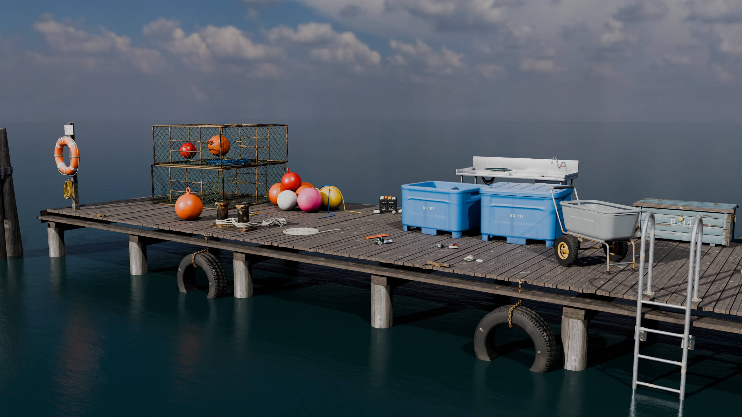 Fishing Harbor and Dock Props 3D Model