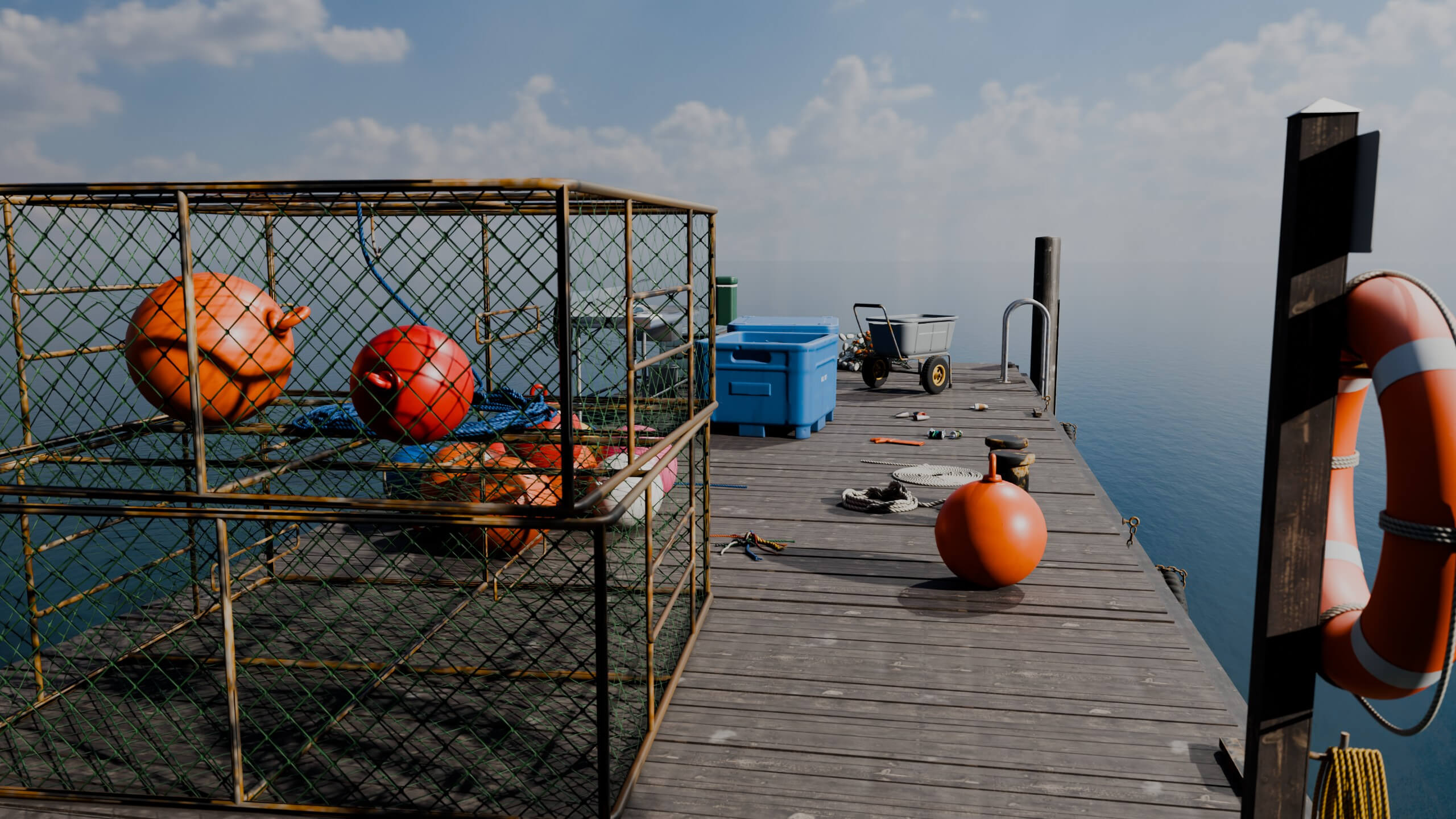 Fishing Harbor and Dock Props 3D Model