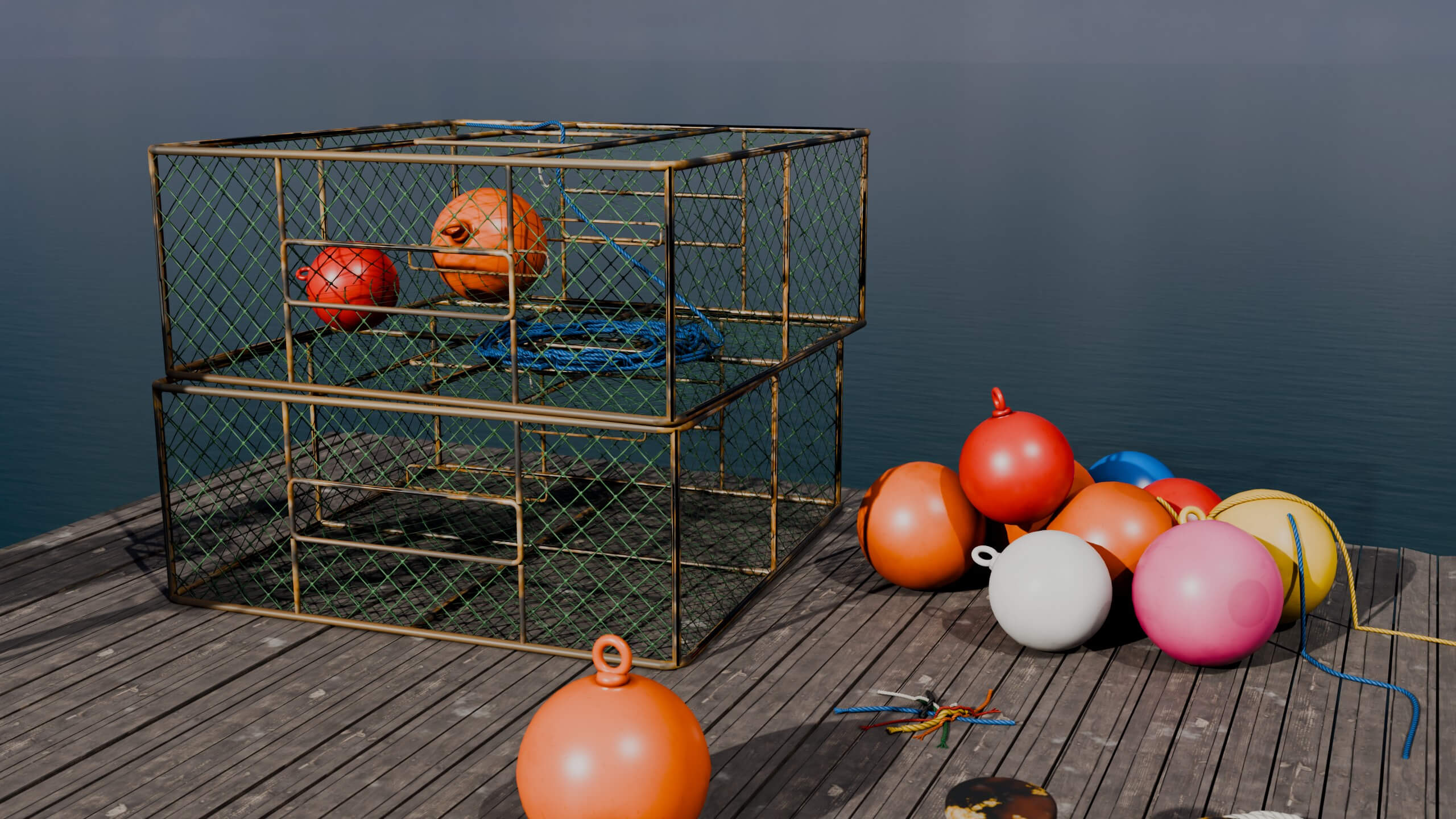 Fishing Harbor and Dock Props 3D Model