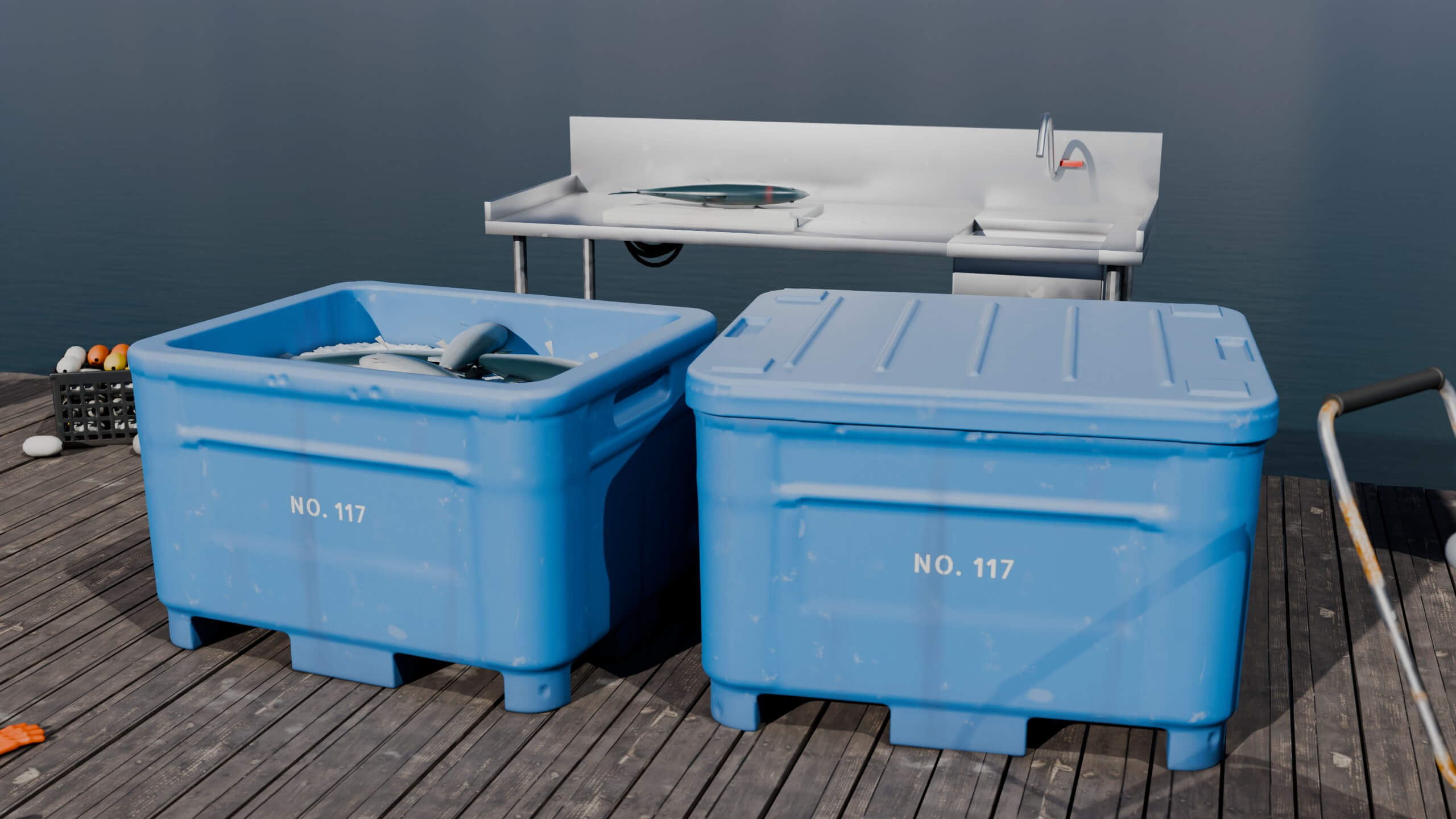 Fishing Harbor and Dock Props 3D Model