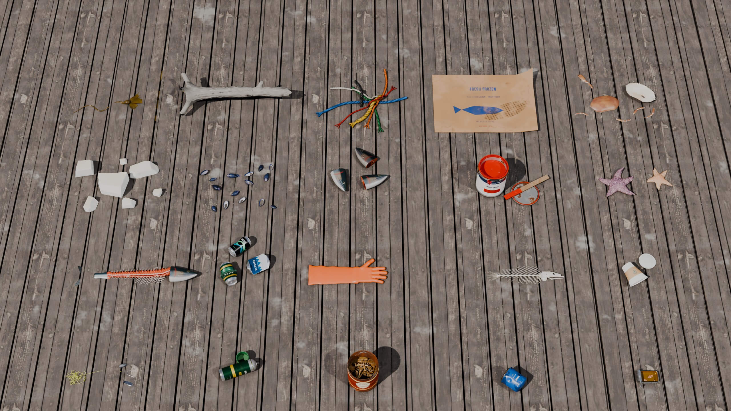 Fishing Harbor and Dock Props 3D Model