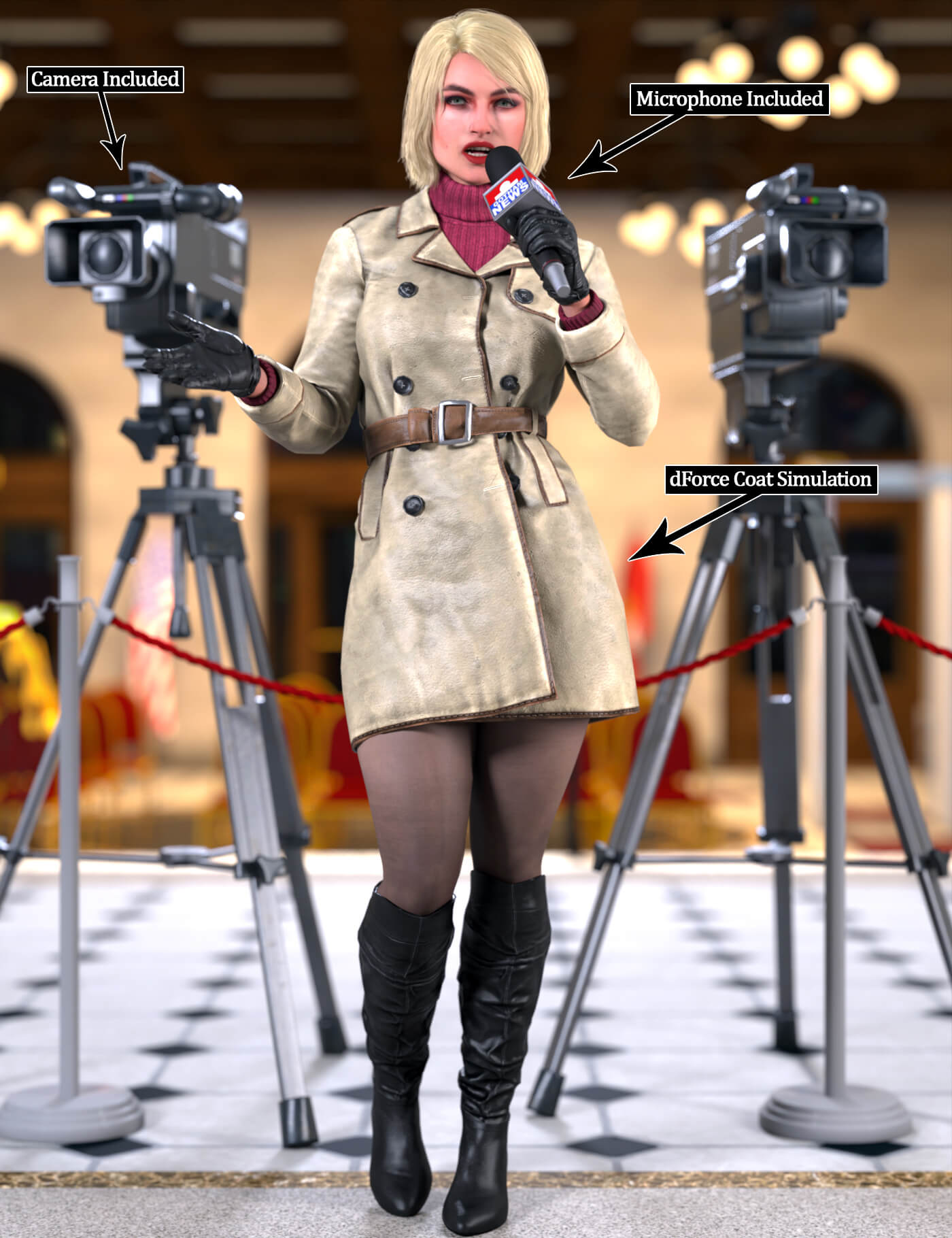 Reporter Vicki Vale for Genesis 9 Props 3D Render, Digital Artwork by WildGold