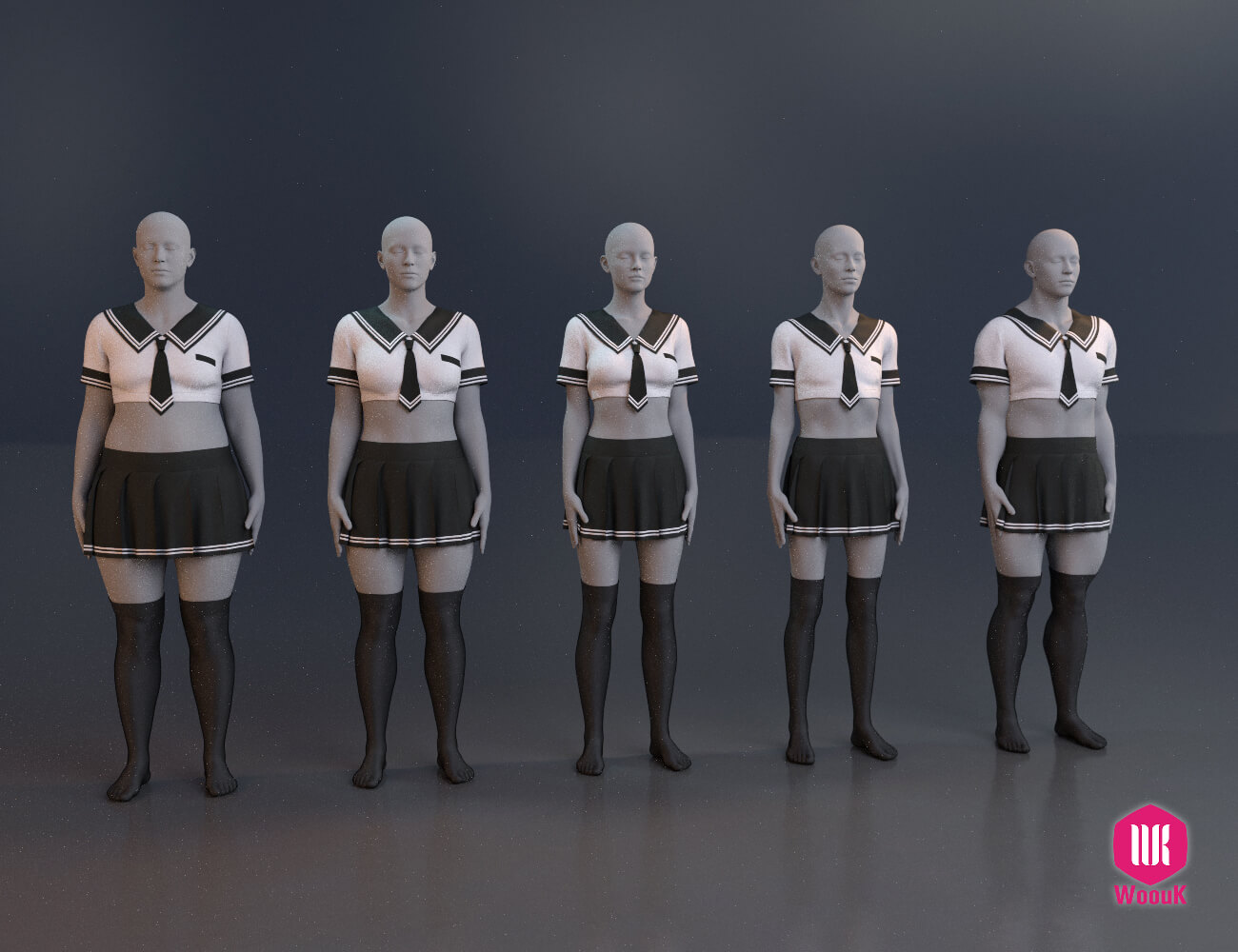 dForce WUK JK Style Uniform for Genesis 9 8 and 8.1 Female Daz Content