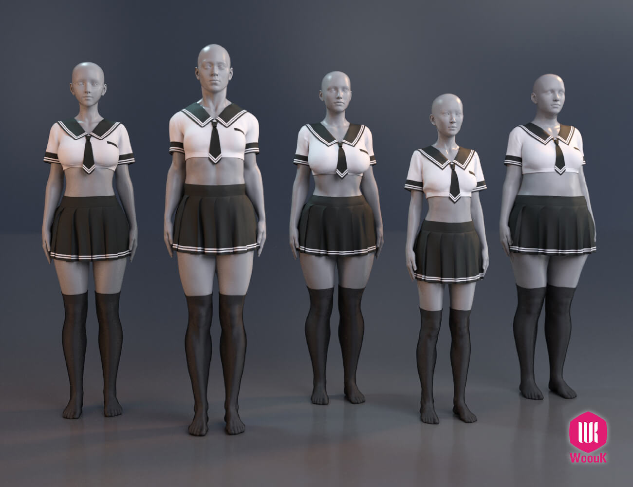 dForce WUK JK Style Uniform for Genesis 9 8 and 8.1 Female Daz Content