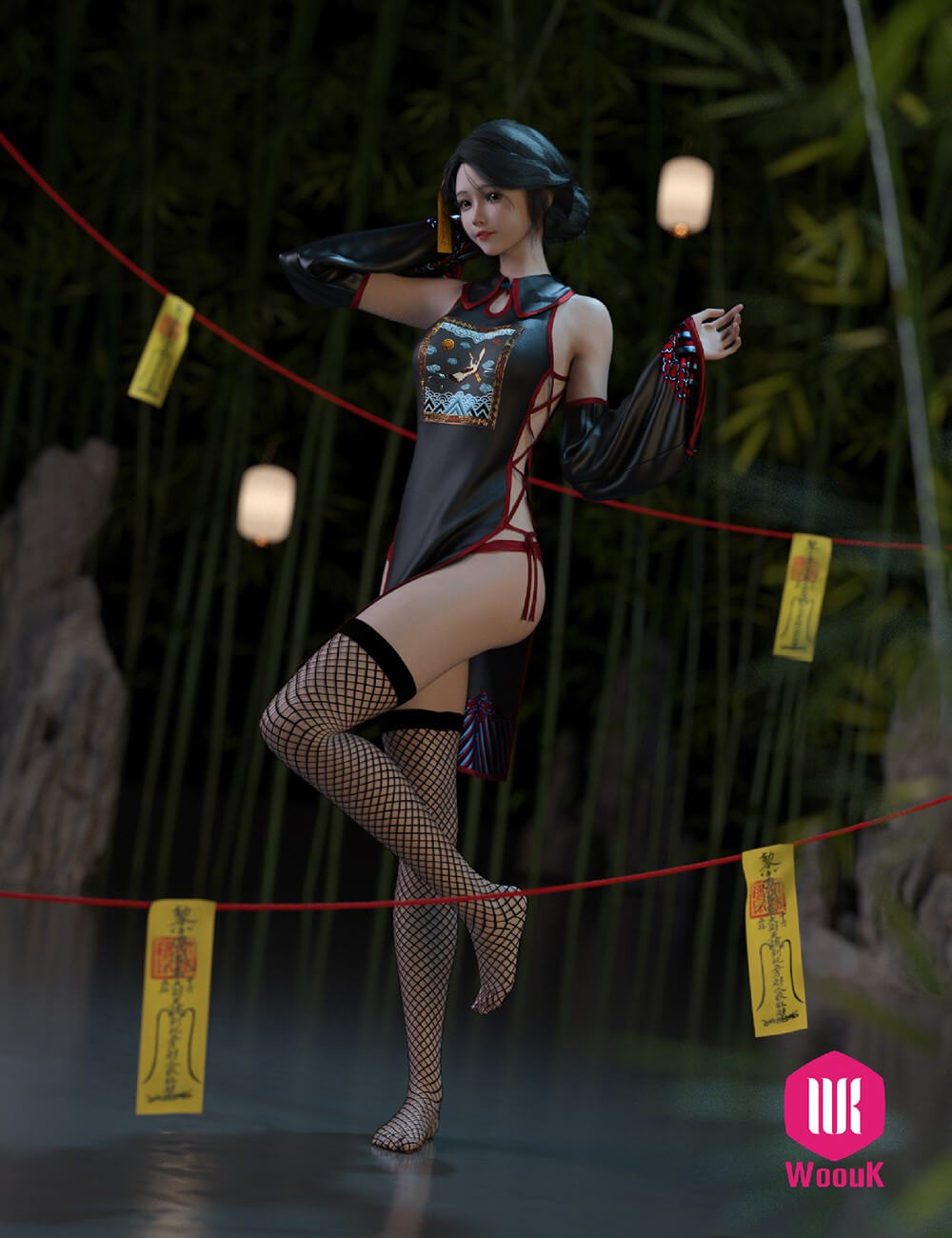 dForce WUK Sexy Zombie Outfit for Genesis 9 8 and 8.1F Daz Content
