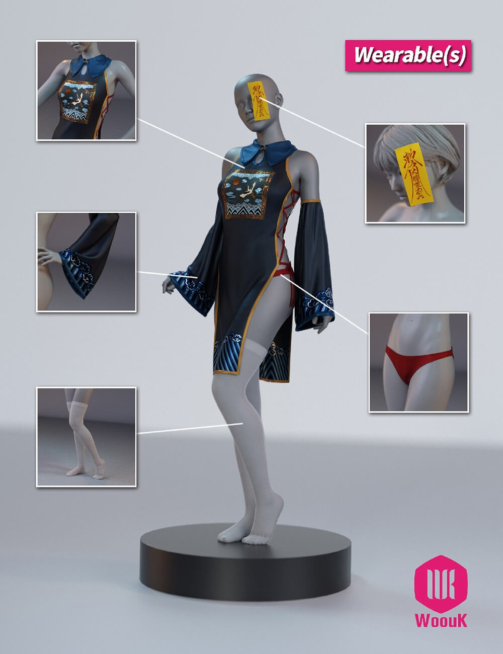 dForce WUK Sexy Zombie Outfit for Genesis 9 8 and 8.1F Daz Content