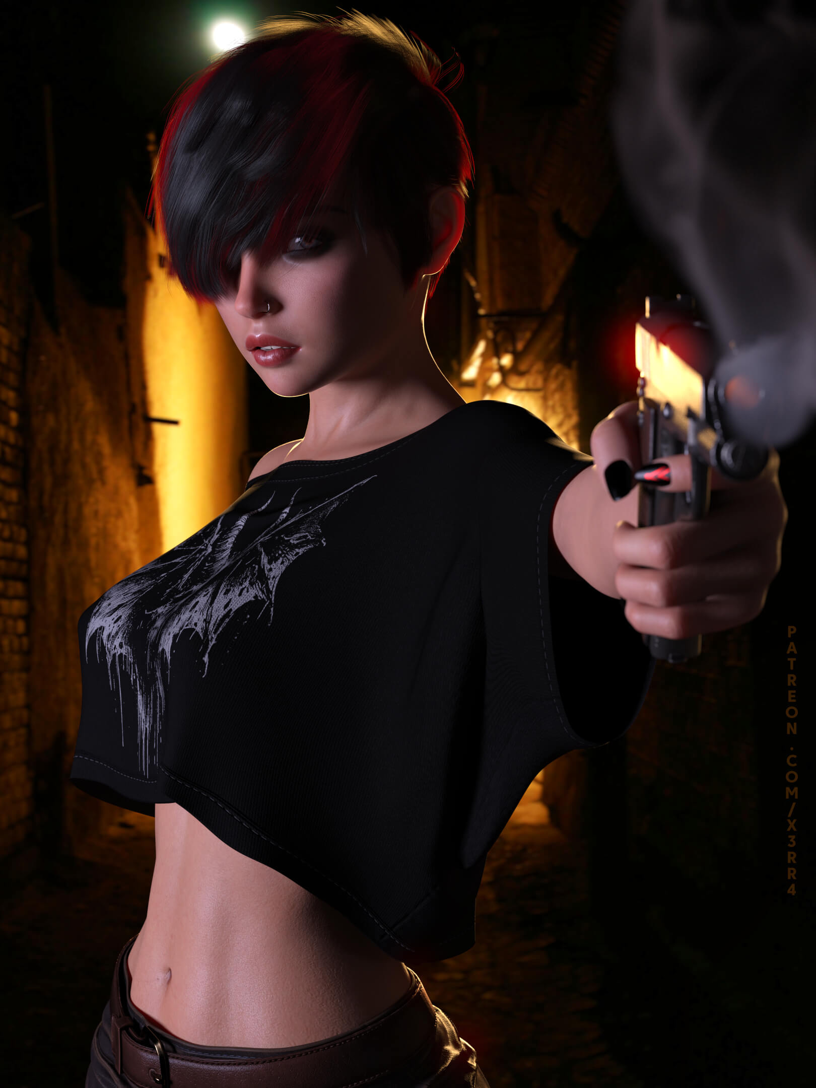 Red Streak 3D Render, Digital Artwork by X3rr4